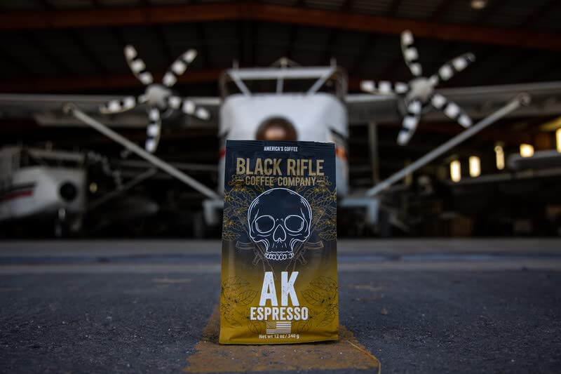 Black Rifle Coffee Company AK Espresso Medium Roast Ground Coffee - 12 oz Bag for Home Brewing & Office Use | Rich Flavor & Aromatic Blend
