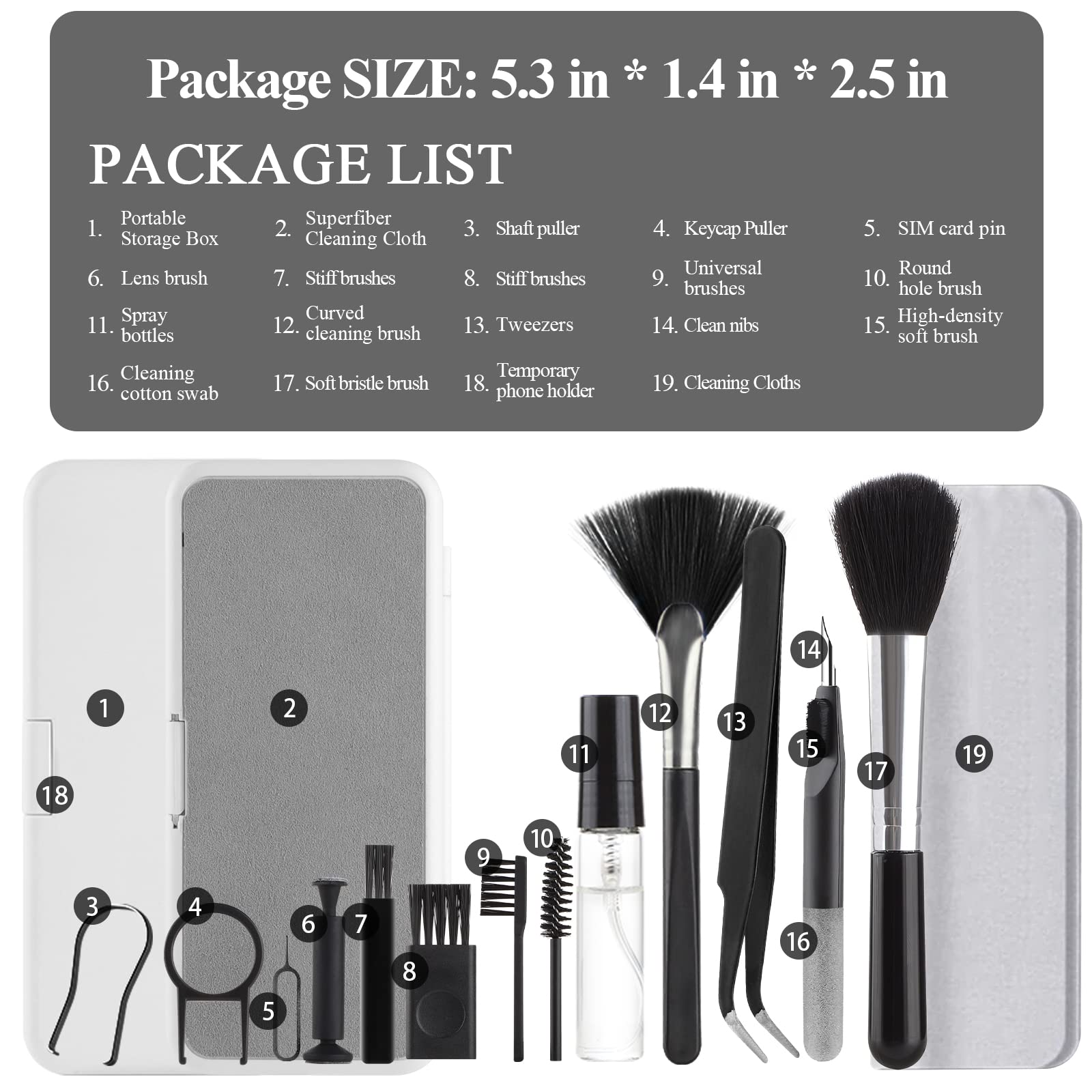 18 in 1 Laptop Cleaning Kit - Keyboard Cleaner, Electronic Cleaner Kit with 5ml Cleaning Liquid for AirPods, Laptop, Phone, Computer & Screen | Perfect for Office, Home & Travel Use