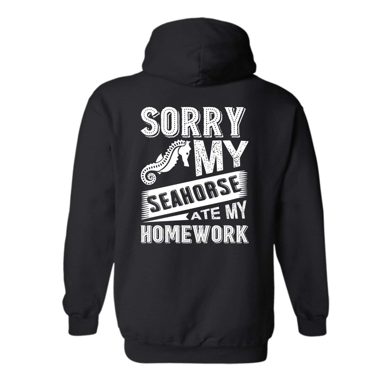 Seahorse Ate My Homework Hoodie - Funny Graphic Long Sleeve Hooded Sweatshirt for Men & Women | Perfect for School, College, and Casual Wear