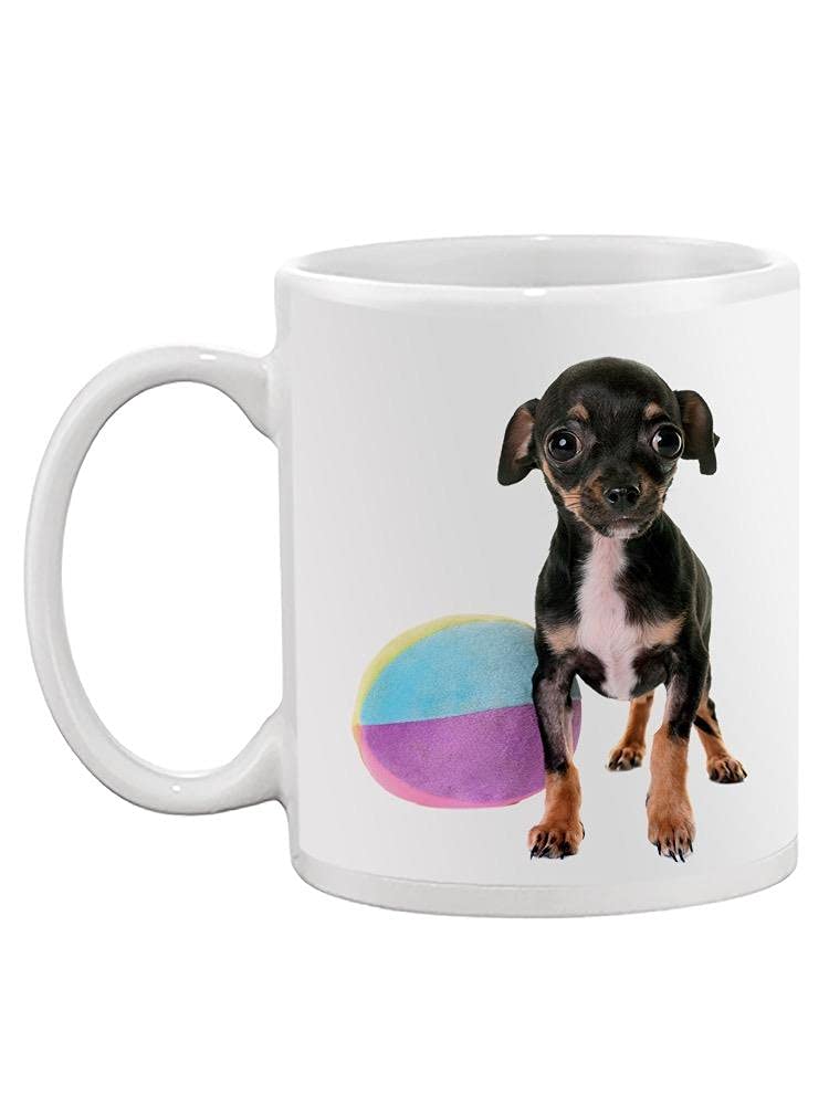 Chihuahua and Toy Ball Ceramic Coffee Mug - Cute Dog Lover Gift for Tea & Hot Drinks - Perfect for Home, Office, or Pet Lover Gifts