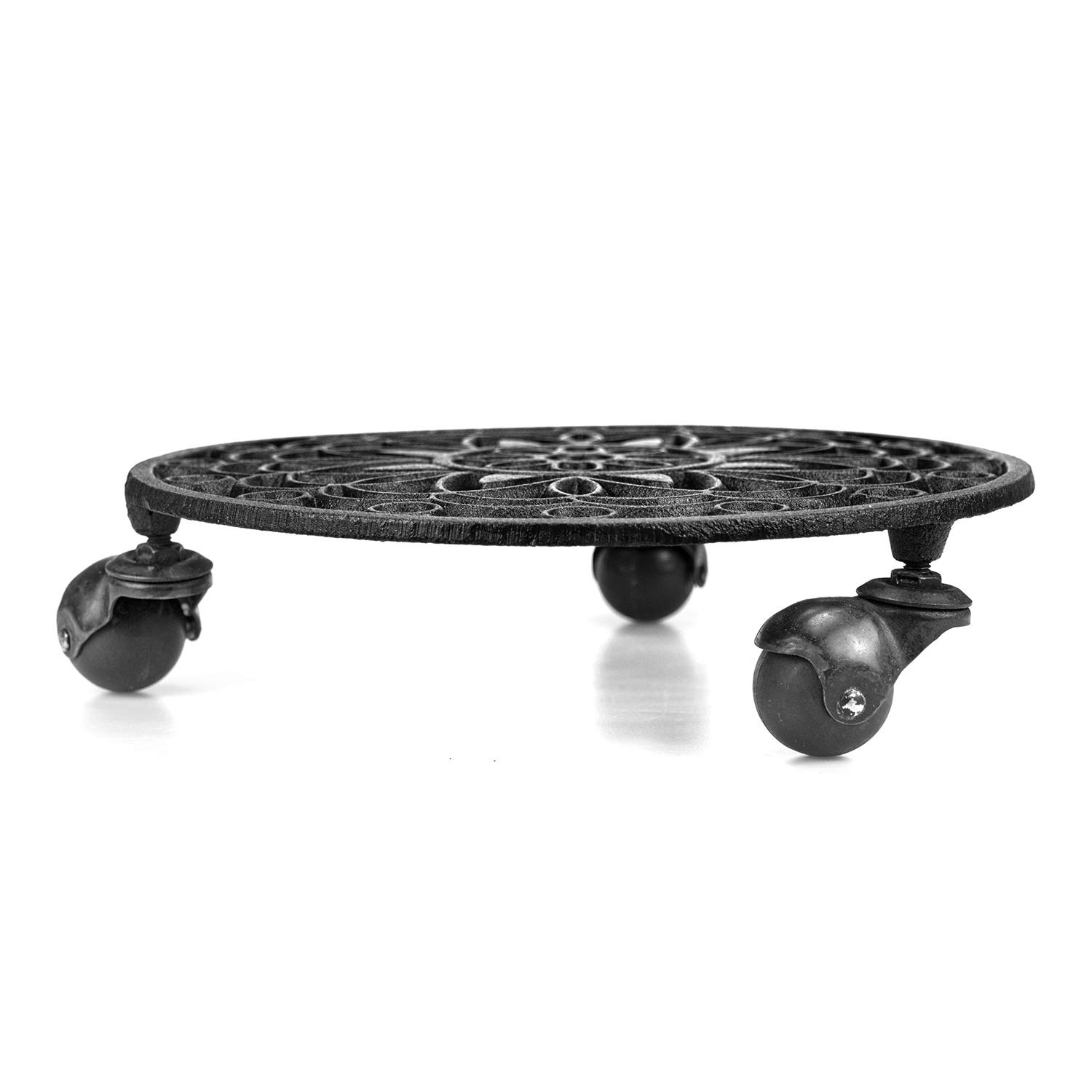 Fasmov Heavy Duty Rolling Plant Stand with Cast Iron Base & Wheels - Indoor Planter Trolley for Potted Plants, Caddy with Smooth Casters - Perfect for Living Room Decor, Garden Plant Movement & Home Organization