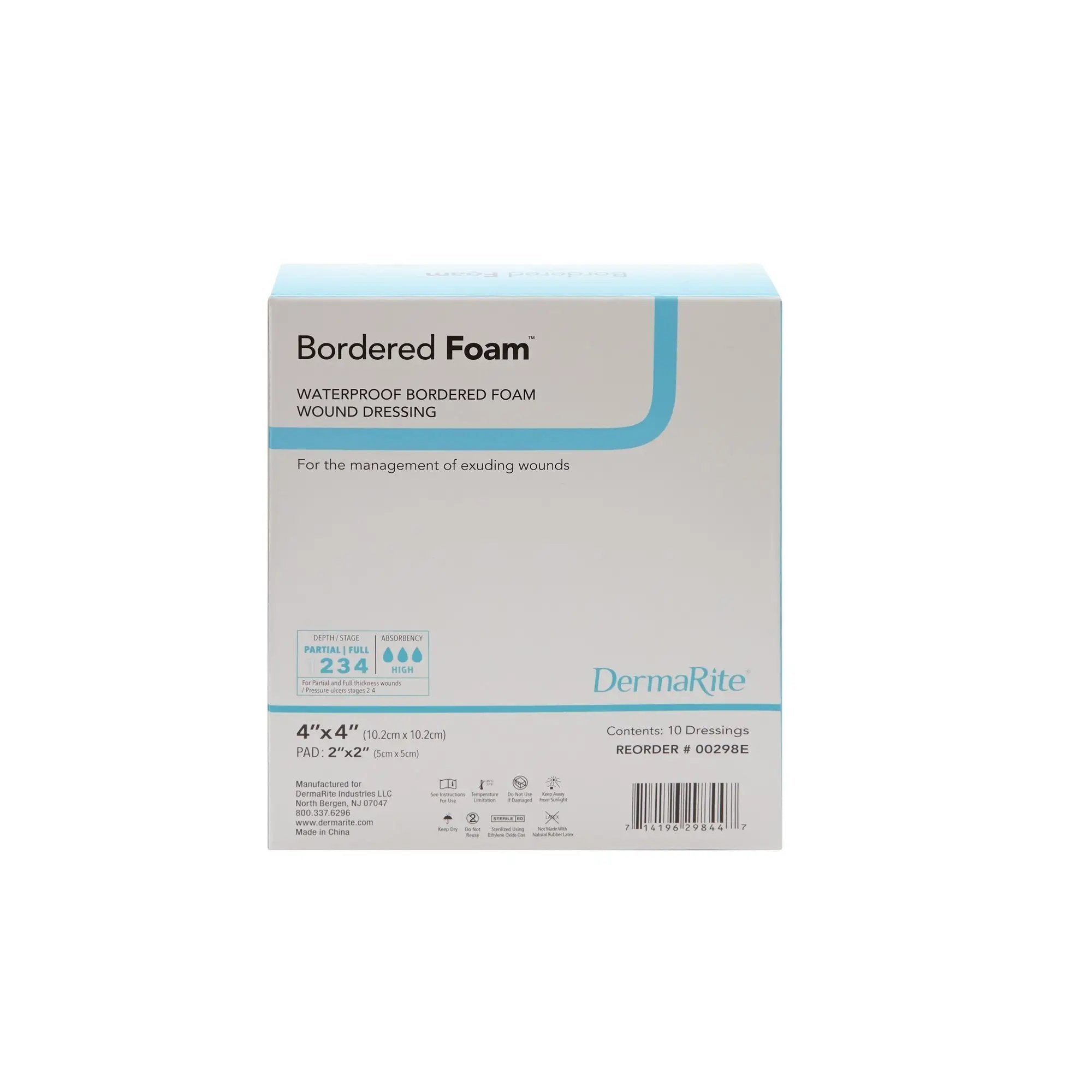 Bordered Foam Waterproof Wound Dressing 4x4 Inches - Sterile Adhesive Bandage for Cuts, Burns & Post-Surgical Care - Ideal for First Aid Kits & Home Medical Supplies