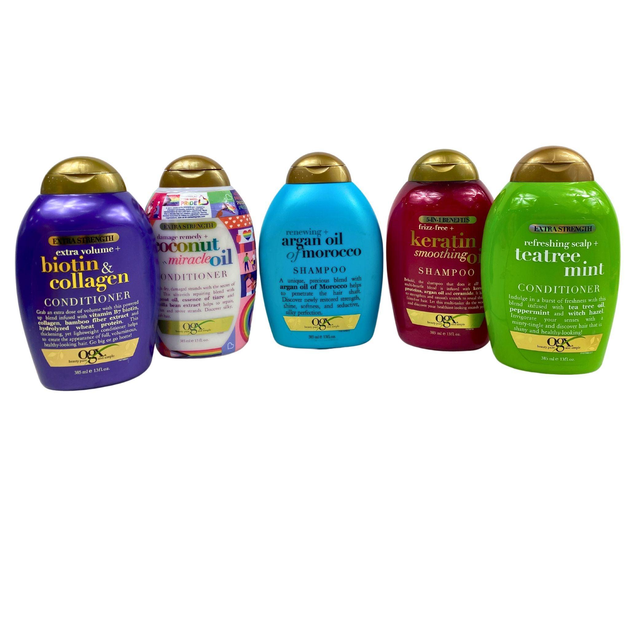 OGX Shampoo & Conditioner Variety Pack - 13 fl oz (50-Piece Bulk Set) for Salon, Travel & Home Use - Argan Oil, Coconut Milk & Biotin Formulas