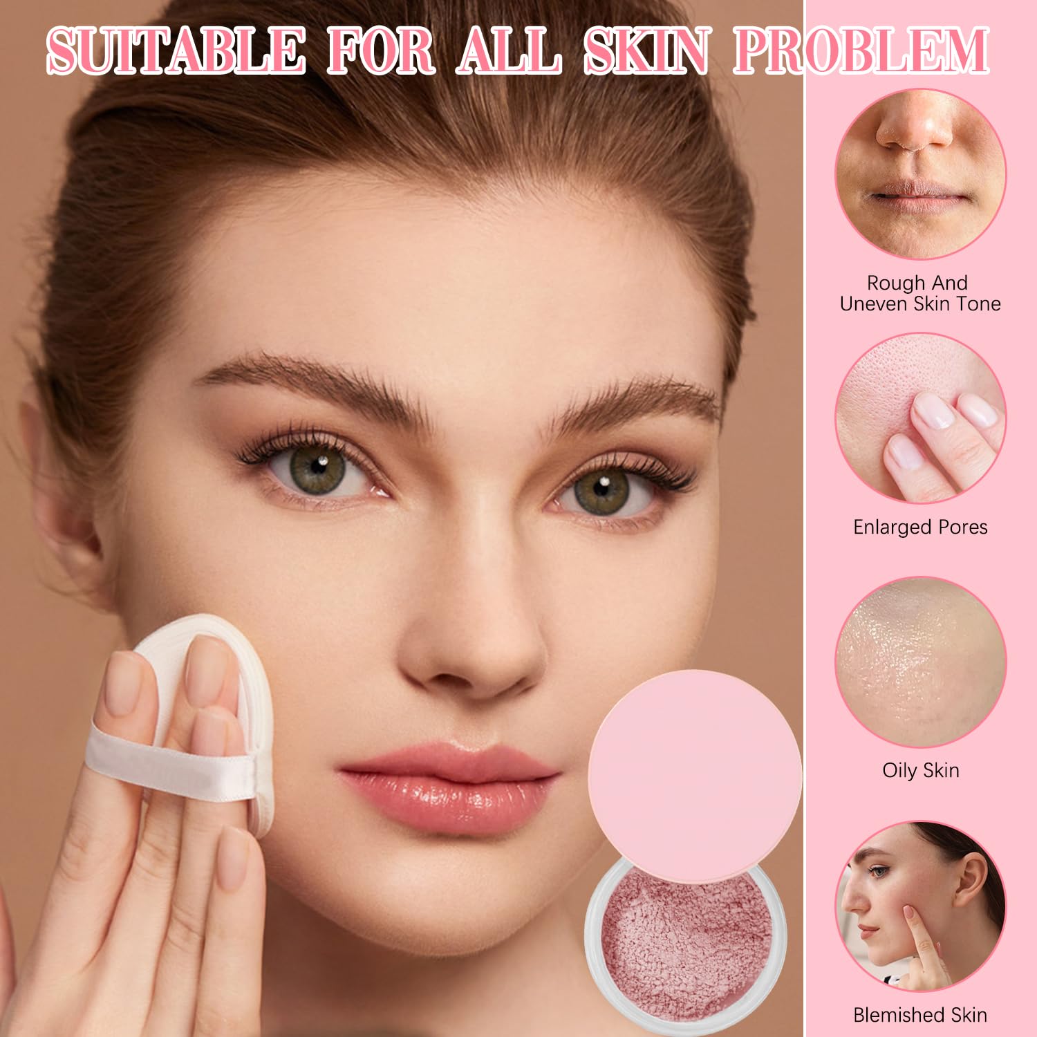 Allaura Beauty Blurring Setting Powder - Natural Lightweight Translucent Finishing Powder for Flawless Makeup, Oil Control & Pore Minimizing | Perfect for Daily Wear, Photo Shoots & Special Occasions (Pink)