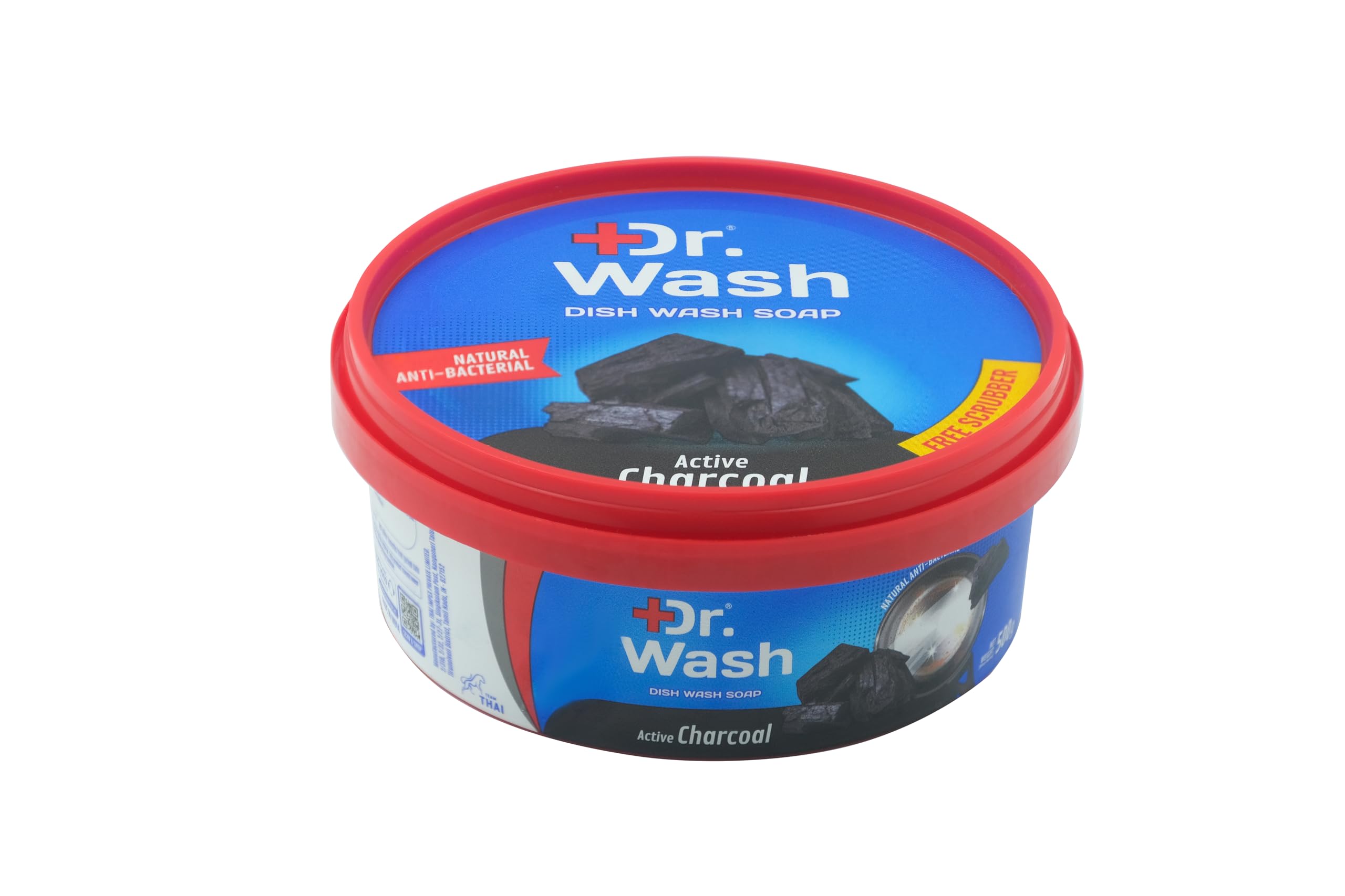 DR WASH Active Charcoal Dish Washing Soap with Scrubber - Deep Cleaning Kitchen Sponge for Pots, Pans & Utensils - Pack of 3 (Eco-Friendly, Natural Degreaser) - Perfect for Daily Dishwashing & Tough Grease Removal