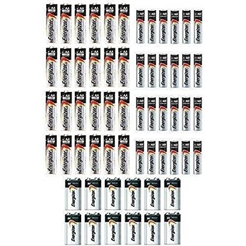 Energizer Max Alkaline Batteries Combo Pack - 24x AA (E91), 24x AAA (E92), 12x 9V (E522) - Made in USA, Long Shelf Life (2023+ Expiry) - Perfect for Toys, Flashlights, Smoke Detectors & Electronic Devices