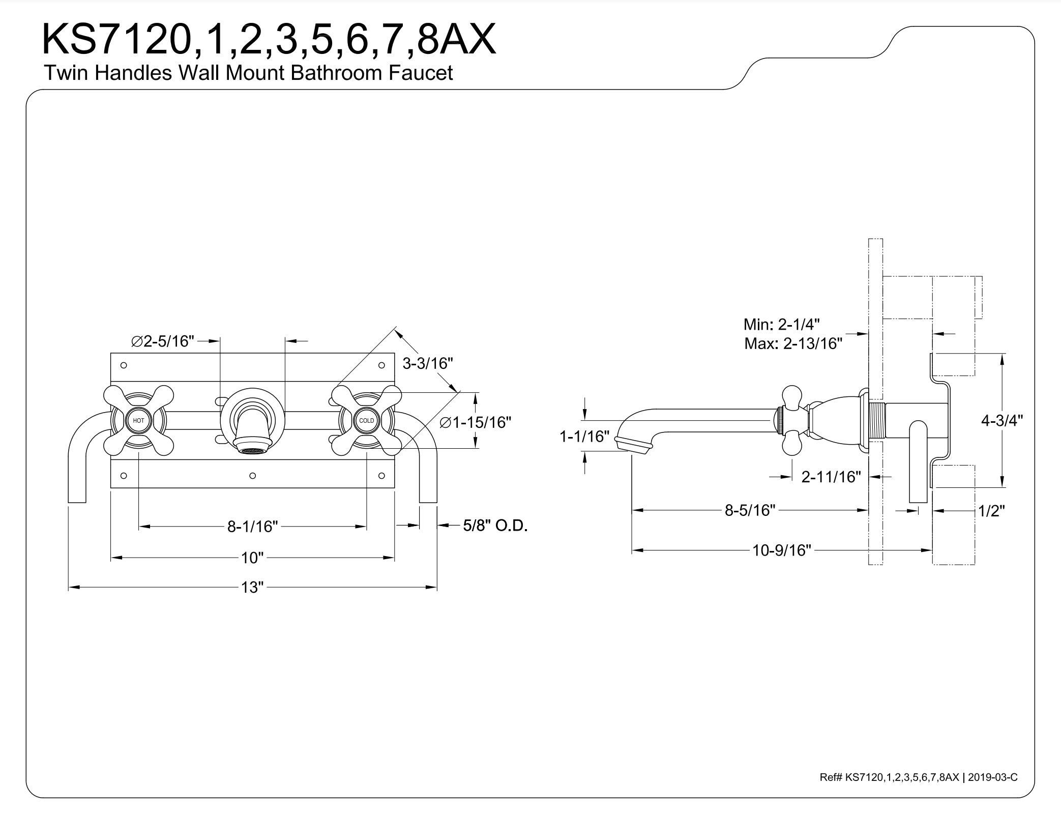 8 Inch Center Wall Mount Bathroom Faucet