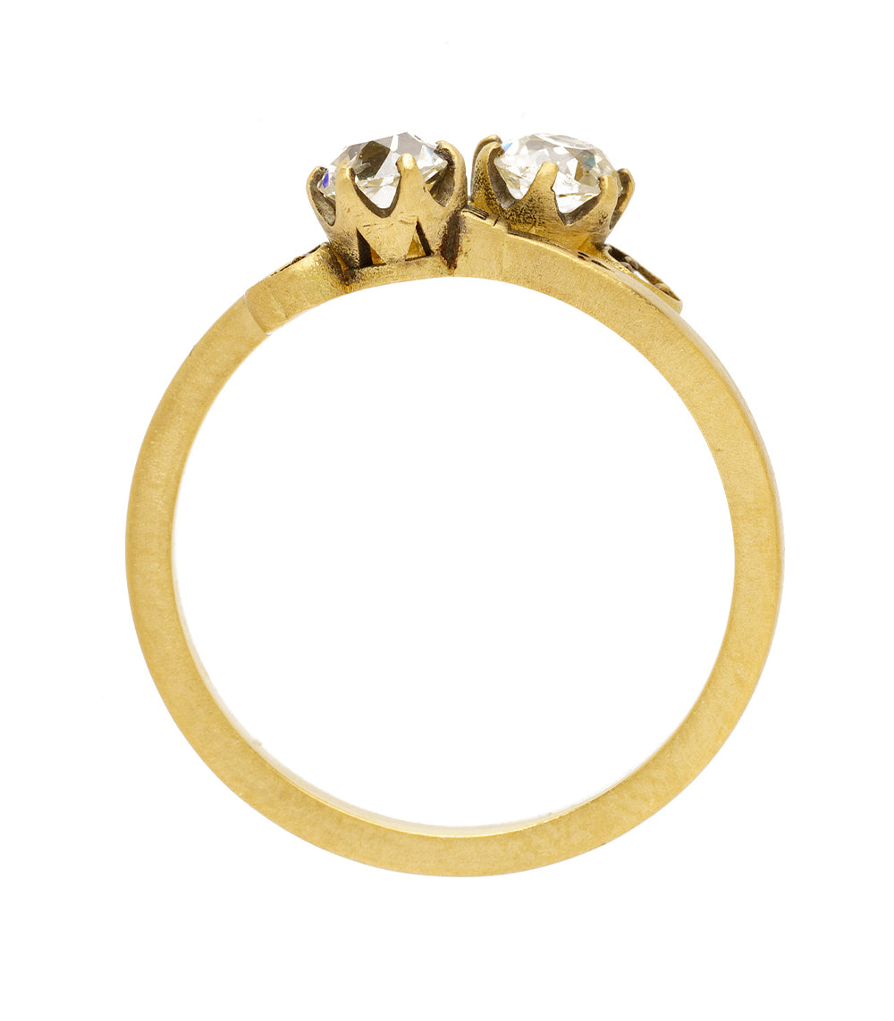 Elegant Crossover Toi et Moi Ring - 14K Gold Two-Tone Diamond Jewelry for Women | Perfect for Anniversaries, Engagements & Special Occasions