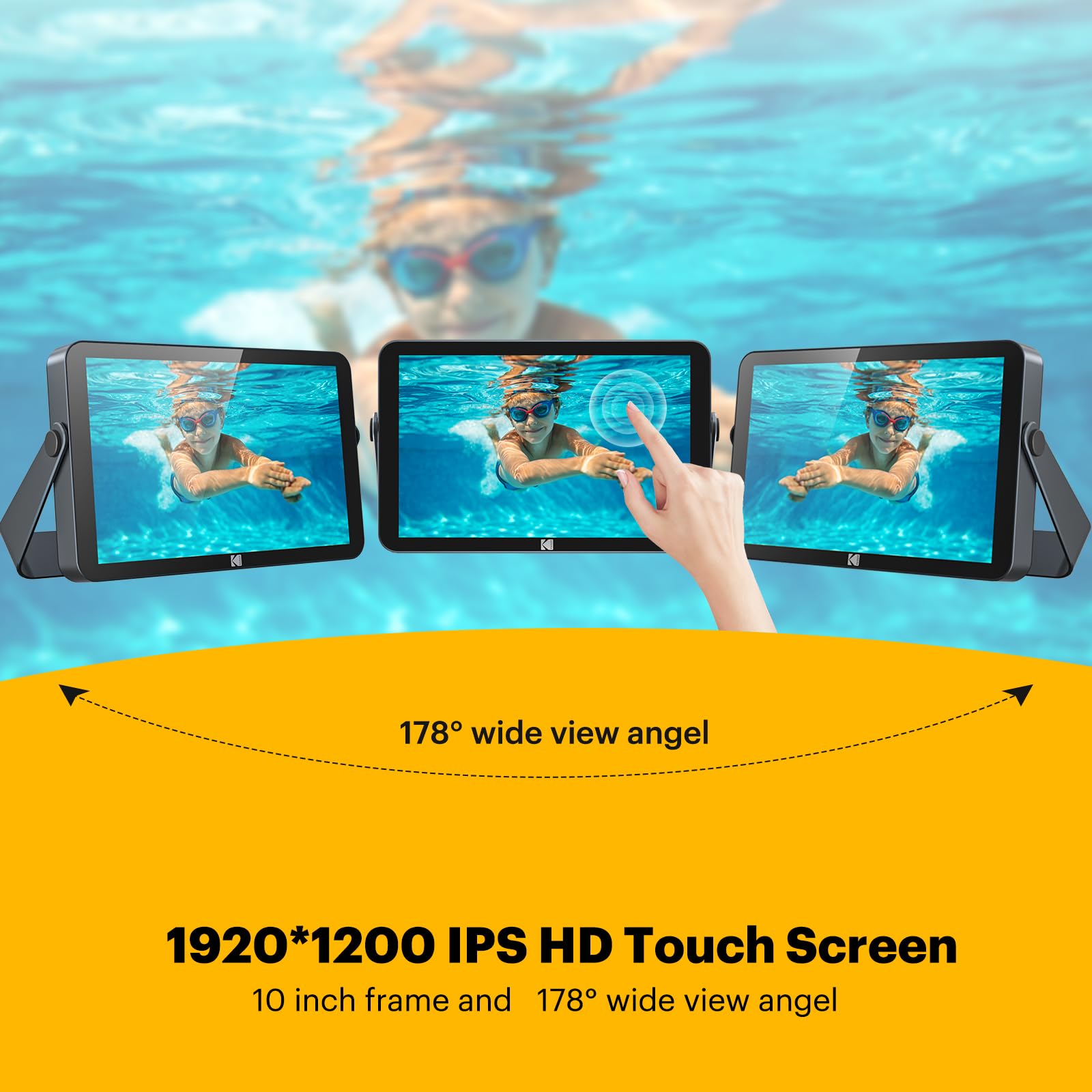 KODAK 10.1 Inch WiFi Digital Photo Frame with 4000mAh Battery - 1920x1200 IPS Touch Screen, 32GB Storage, Auto-Rotate, KODAK App - Perfect Gift for Family & Friends - Display Memories in Living Room, Bedroom or Office
