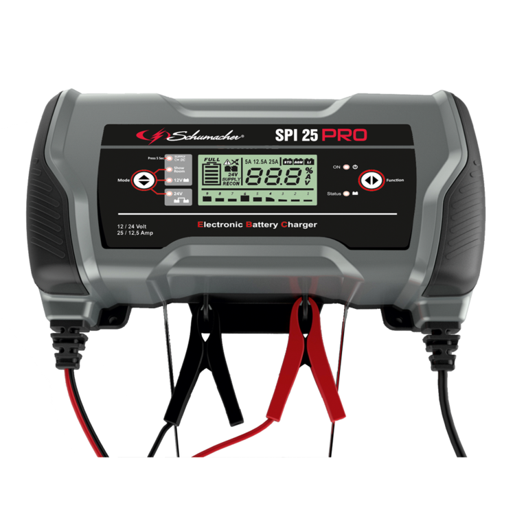 12V/24V 25A Digital Display Battery Charger for Car, Boat, Motorcycle & RV - Smart Charging with LCD Screen - Perfect for Automotive, Marine & Powersports Batteries