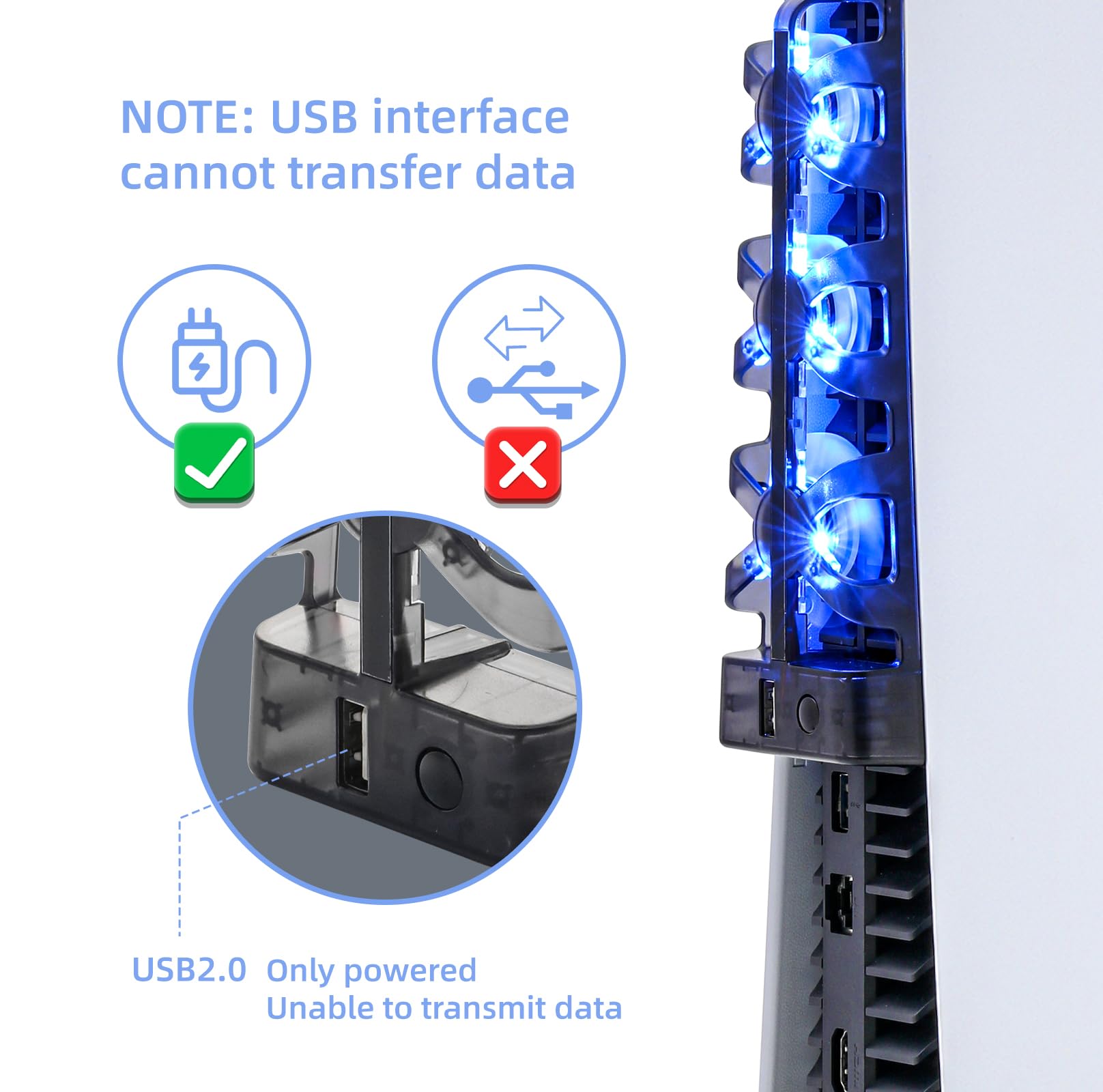 Best PS5 Cooling Fan for PlayStation 5 - Compatible with PS5 Disc & Digital Edition (Excludes PS5 Slim/Pro) - Prevent Overheating for Long Gaming Sessions