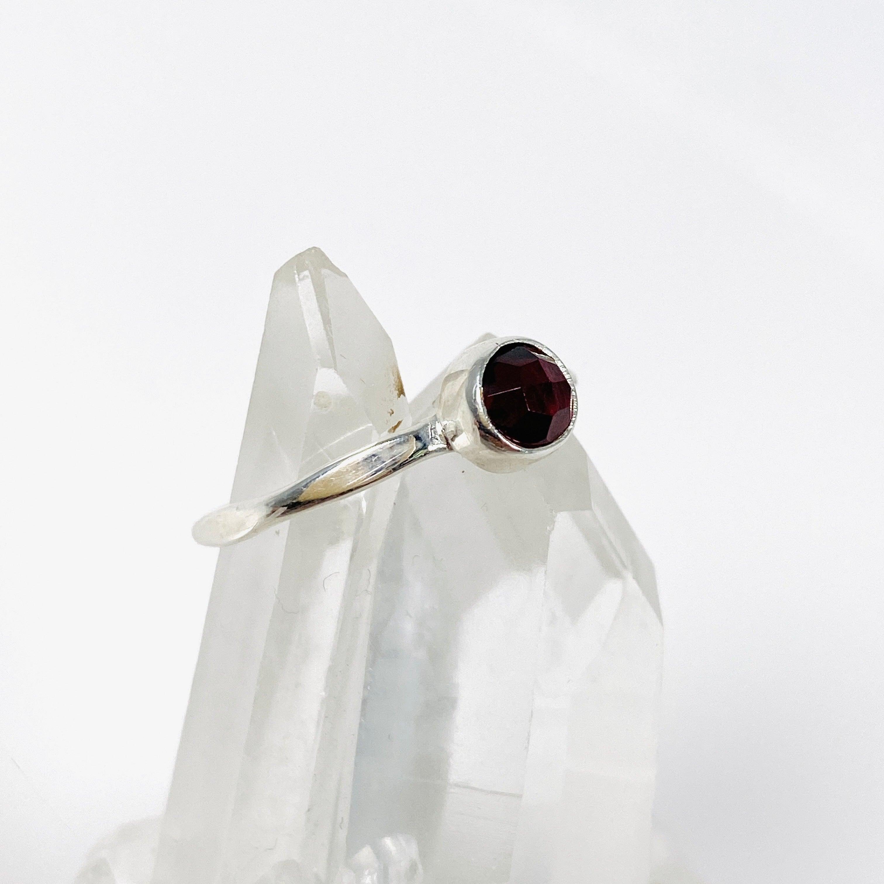 Garnet Faceted Petite Ring Size 7 - Dainty LRGJ 15 Jewelry for Women - Perfect for Everyday Wear, Date Nights & Special Occasions