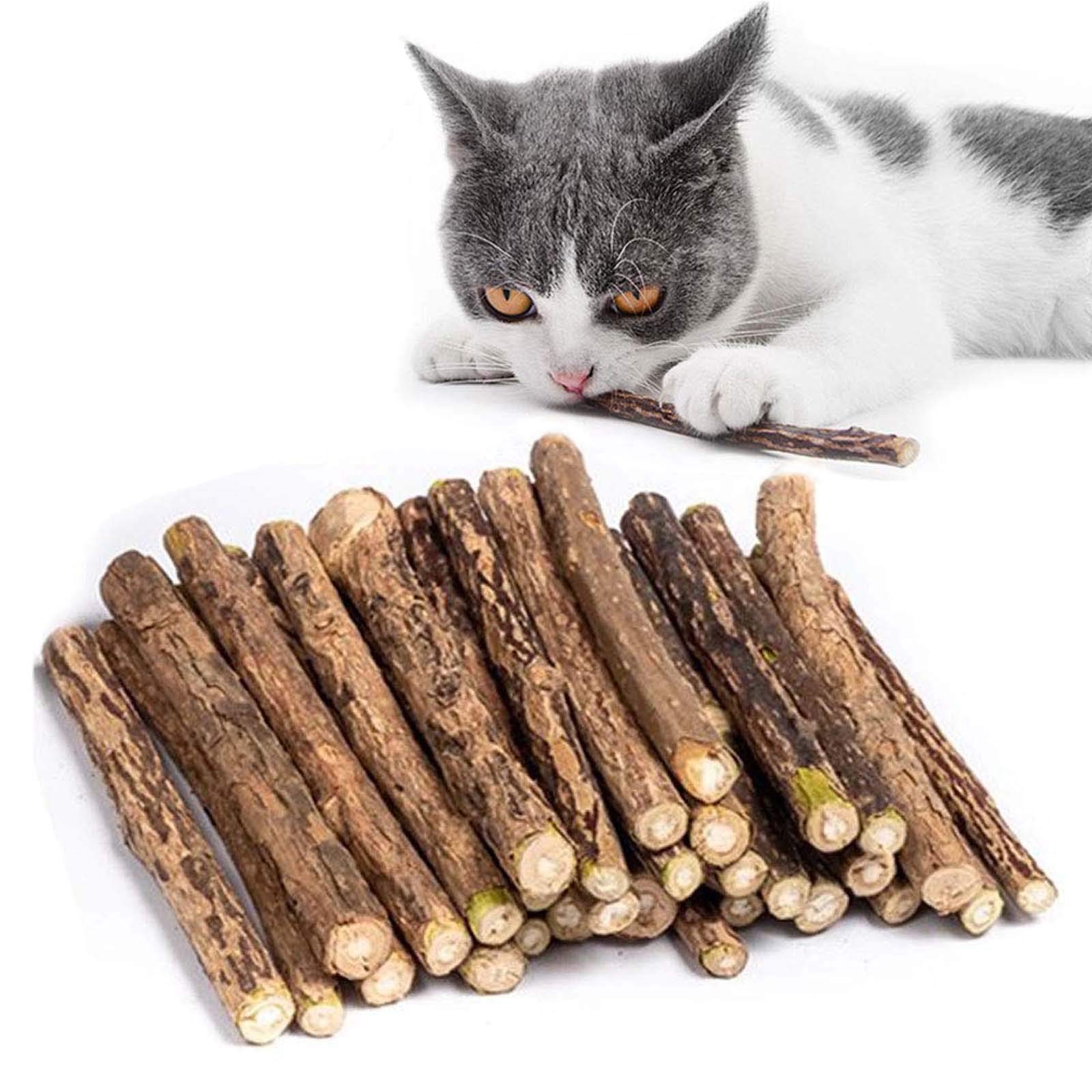 30Pcs Natural Matatabi Silvervine Cat Chew Sticks - Catnip Toys for Dental Care & Teeth Grinding - Kitten & Adult Cat Chew Toys for Stress Relief & Playtime - Perfect for Indoor Cats & Boredom Relief
