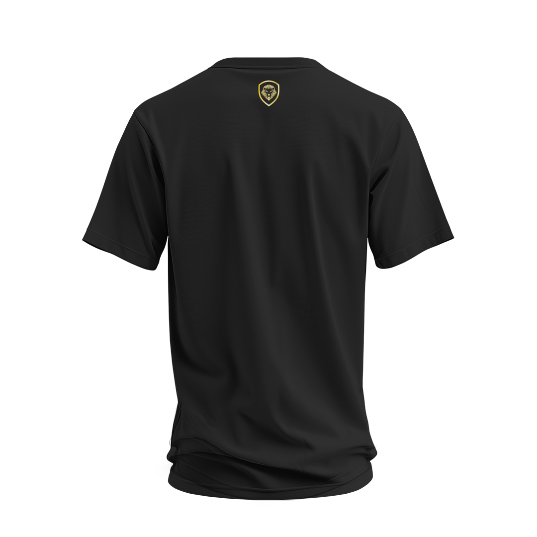 Premium Curved Hem Black and Gold Short Sleeve T-Shirt for Men - Trendy Casual Tee for Streetwear, Gym & Everyday Outfits