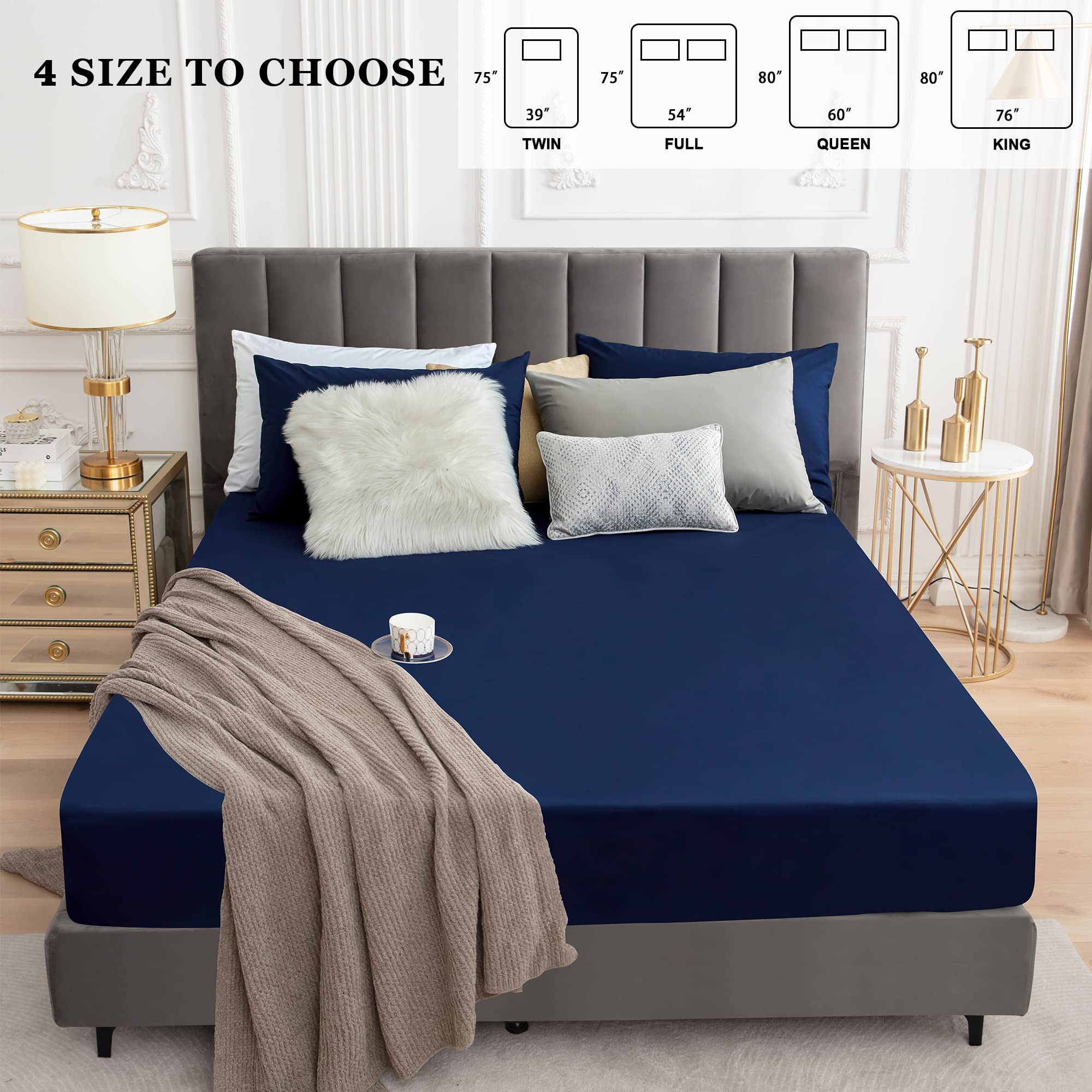 Waterproof Full Size Mattress Protector - Fitted Sheet Style with 18