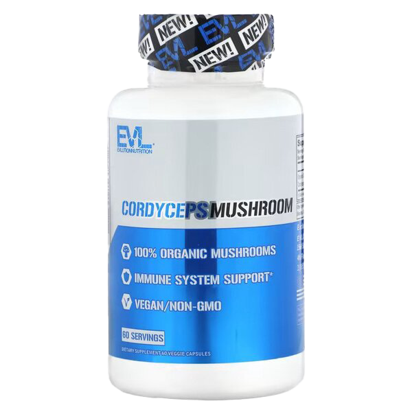 EVLution Nutrition Cordyceps Mushroom Supplement - 60 Vegan Capsules for Energy, Stamina & Immune Support - Perfect for Athletes, Fitness Enthusiasts & Wellness Routines