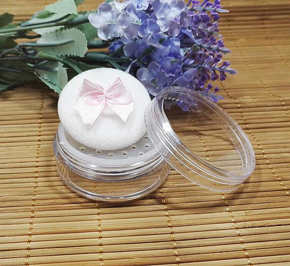 Refillable 5G Transparent Empty Loose Powder Box with Sifter & Puff - DIY Makeup Container for Foundation, Blusher, Finishing Powder & Glitter Storage - Perfect for Travel & Professional Makeup Kits