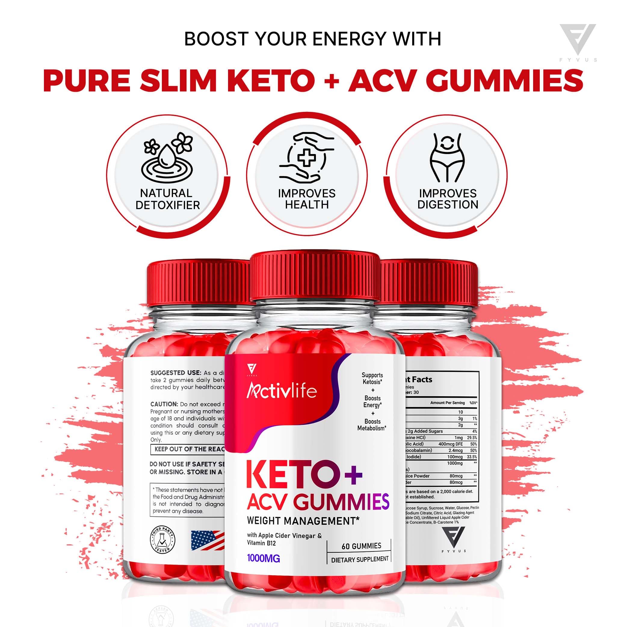 (2 Pack) Active Life Keto ACV Gummies 1000MG - Apple Cider Vinegar & Vitamin B12 Supplement for Men & Women - Advanced Keto Diet Support - Weight Management & Energy Boost - Perfect for Ketogenic Lifestyle & On-the-Go Nutrition (120 Gummies)