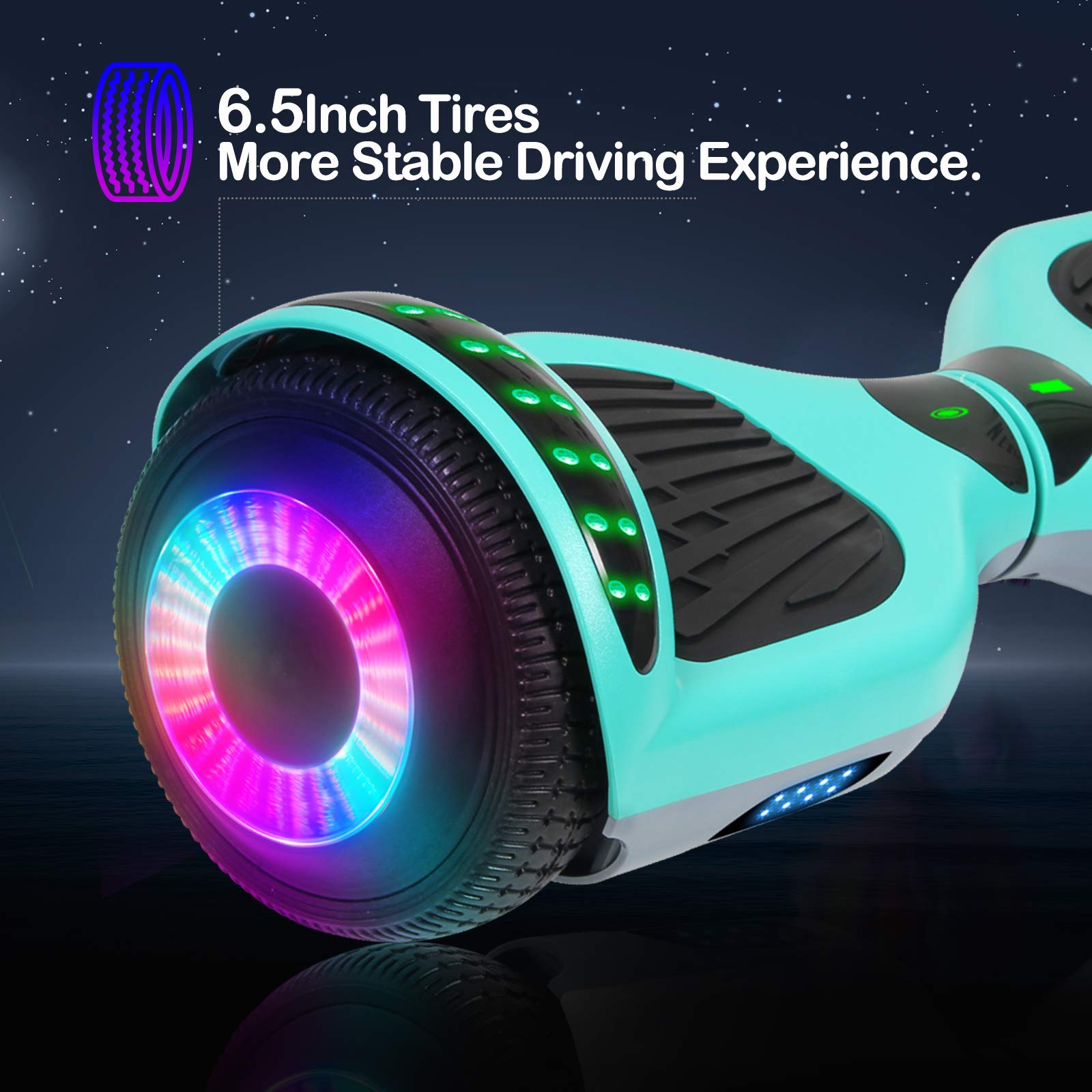 SISIGAD A12 Bluetooth Hoverboard with LED Lights - Self Balancing Scooter for Kids & Adults - Perfect for Commuting, Indoor & Outdoor Fun