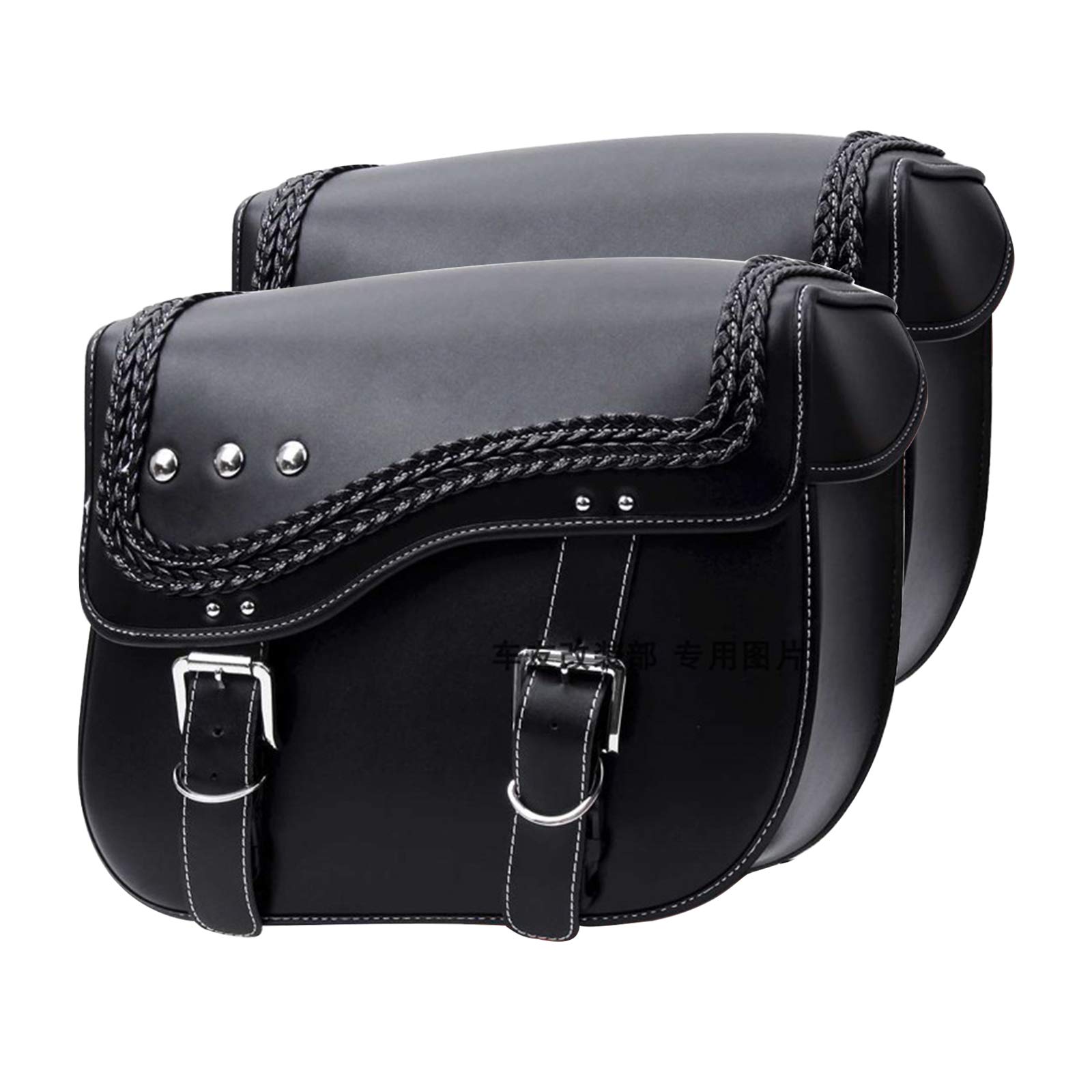 Waterproof Motorcycle Synthetic Leather Side Bags & Tail Bag - Black PU Leather Saddlebags for Sports Bikes | Perfect for Commuting, Road Trips & Adventure Riding