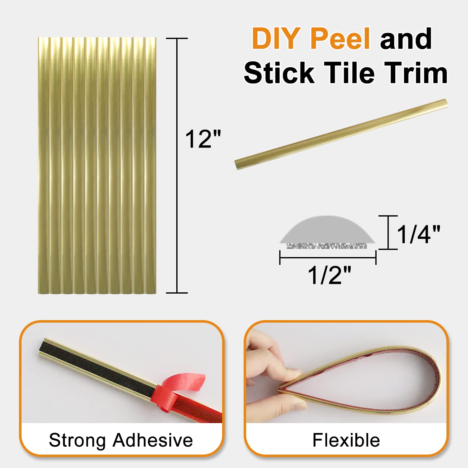 STICKGOO Peel and Stick Backsplash Tiles for Kitchen - 10-Pack Self-Adhesive Backsplash Tile Edge Trim - Easy DIY Kitchen Upgrade, Waterproof & Heat Resistant for Stove, Sink, and Countertop Protection