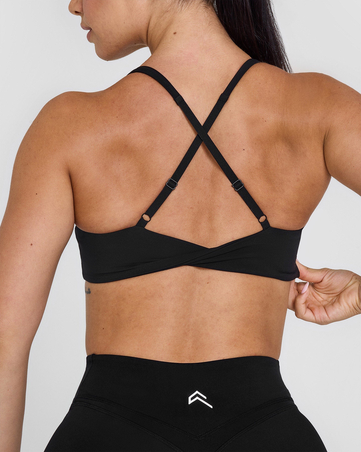 Unified Micro Bralette - White Logo & Black - Comfortable Seamless Wireless Bra for Yoga, Workout, and Everyday Wear