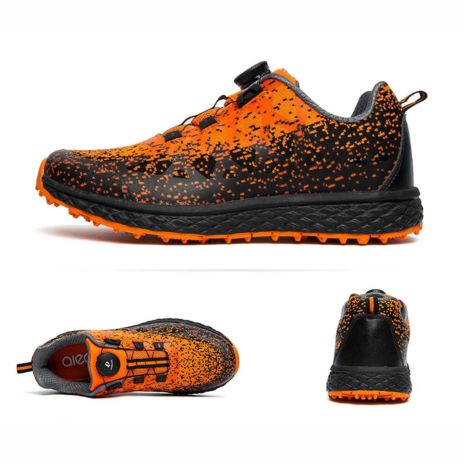 XSJK Men's Waterproof Golf Shoes - Autumn Sports Sneakers for Men & Youth | Comfortable for Golf, Basketball & Nordic Walking | Orange Color | Size 8 UK | Perfect for Outdoor Activities & Casual Wear