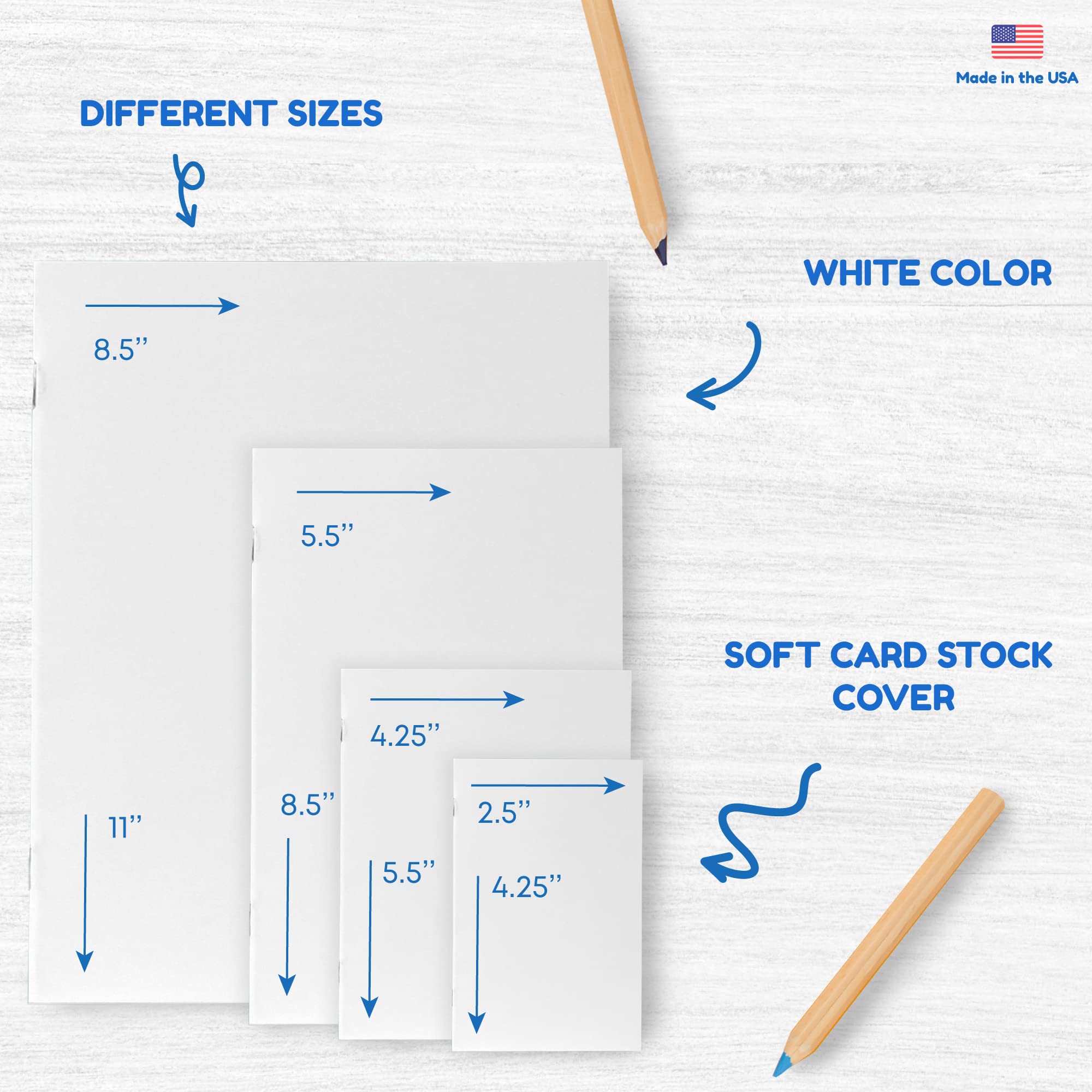 Hygloss 100-Pack Blank White Paperback Books 4.25 x 5.5 Inches - Perfect for Journaling, Sketching, Drawing & Arts & Crafts - Ideal for DIY Projects, School Work, Creative Writing and Gift Giving