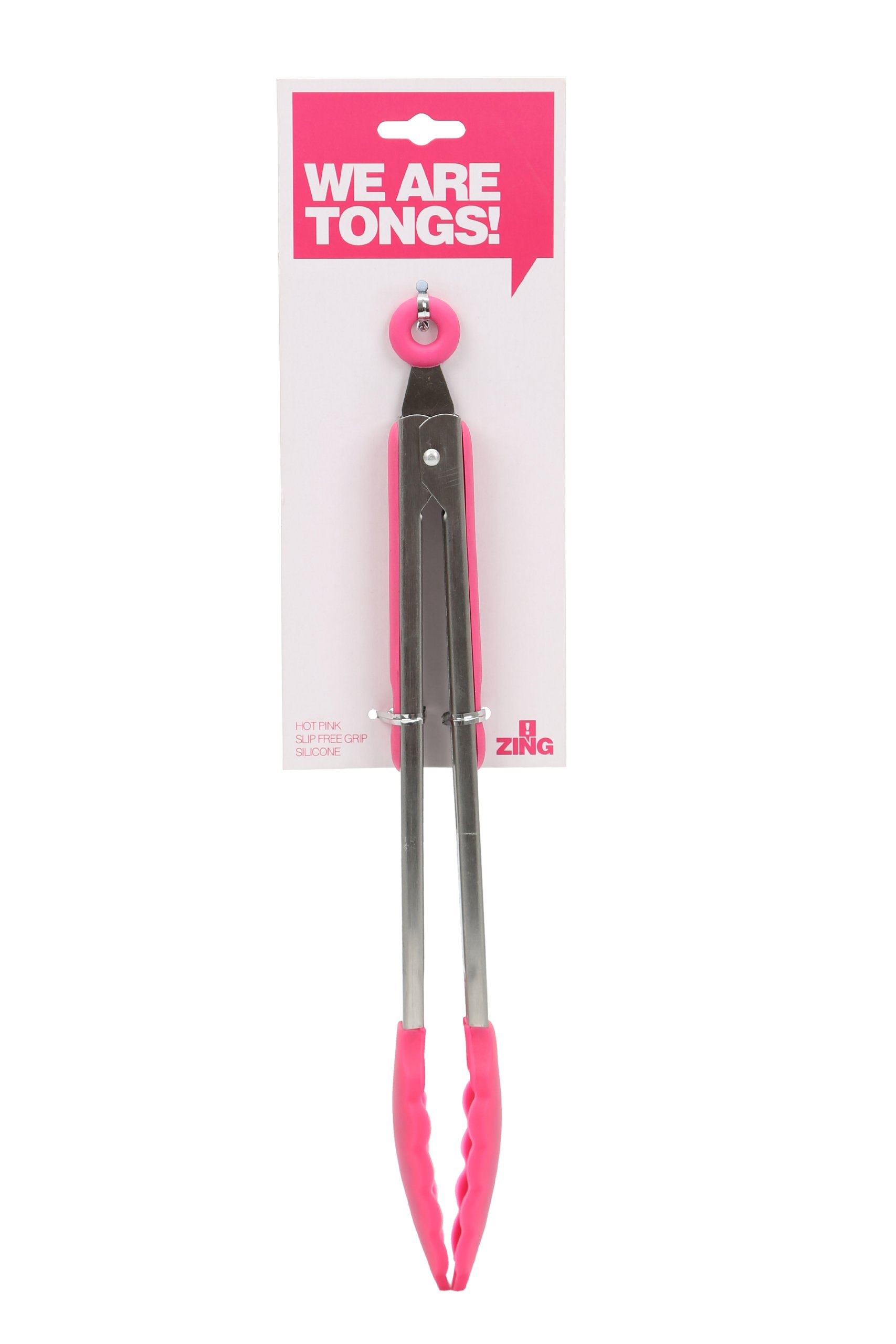 ZING! Silicone Kitchen Tongs - Heat Resistant, Non-Slip Grip, BPA-Free (Hot Pink) - Perfect for Grilling, Cooking, and Serving Salads