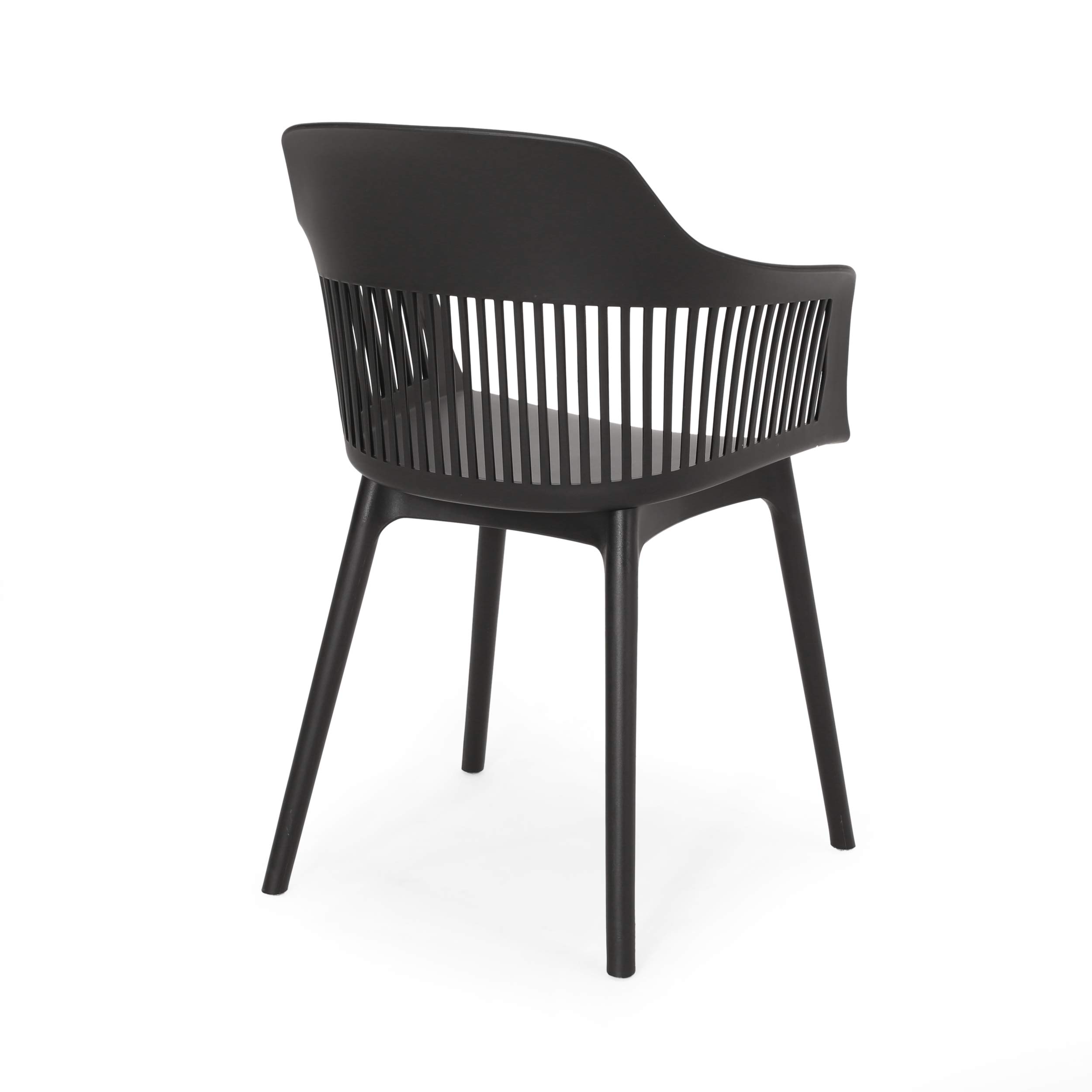 Christopher Knight Home Ladonna 4-Piece Black Outdoor Dining Chair Set - Patio, Garden, Poolside & Backyard Furniture for Dining & Relaxing