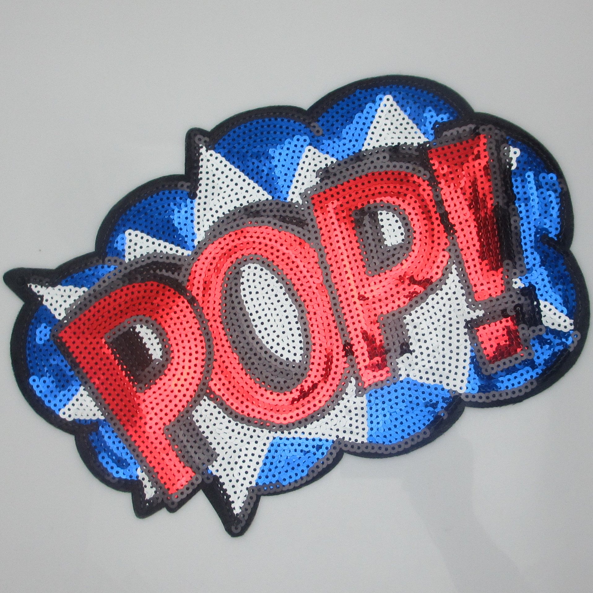 Big Letter POP Embroidered Patch with Sequins - DIY Sewing Applique for Clothes, Curtains, Bags - Home Wedding Party Decoration Accessories (Letter POP-2) - Perfect for DIY Crafts, Costume Embellishment, and Home Decor Projects