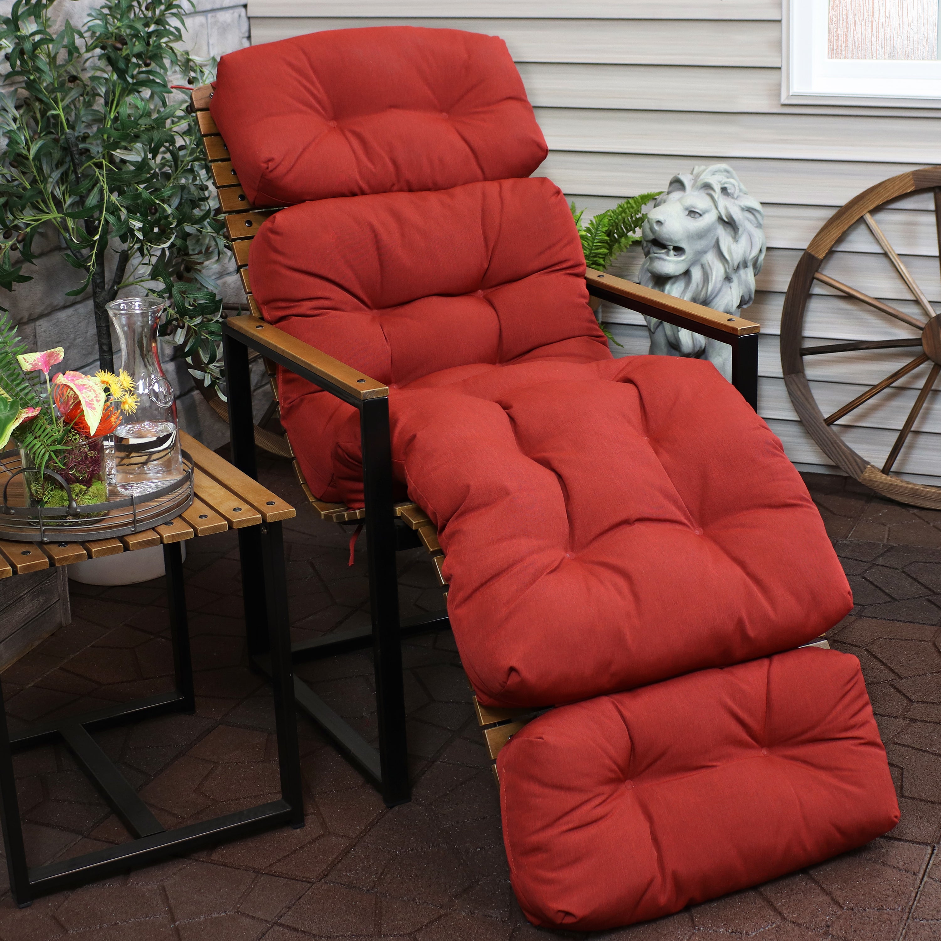 Sunnydaze Olefin Tufted Outdoor Chaise Lounge Chair Cushion - Water-Resistant Patio Furniture Cushion for Poolside, Deck, and Garden Relaxation | Durable & Weatherproof Outdoor Seating Accessory