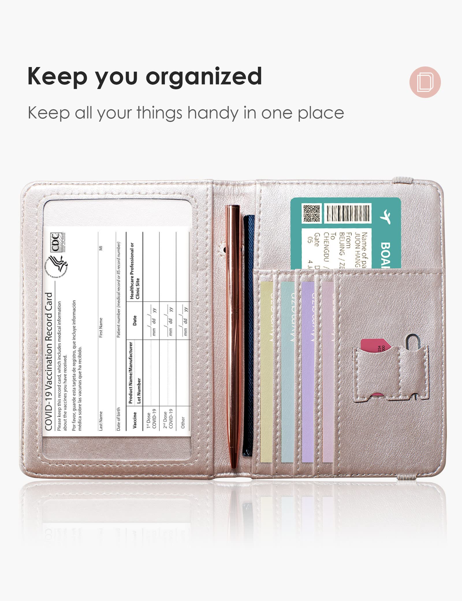 MYMAZN RFID Blocking Passport & Vaccine Card Holder Combo - Secure Travel Wallet for International Trips, Vaccination Record Protection - Perfect for Airports, Cruises & Global Adventures