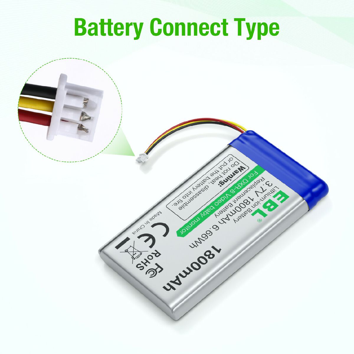 EBL 3.7V Replacement Battery for DXR 8 Video Baby Monitors - Compatible with SP 803048 - Long Lasting Power for Baby Monitoring - Perfect for Nursery, Home Security & Nighttime Use