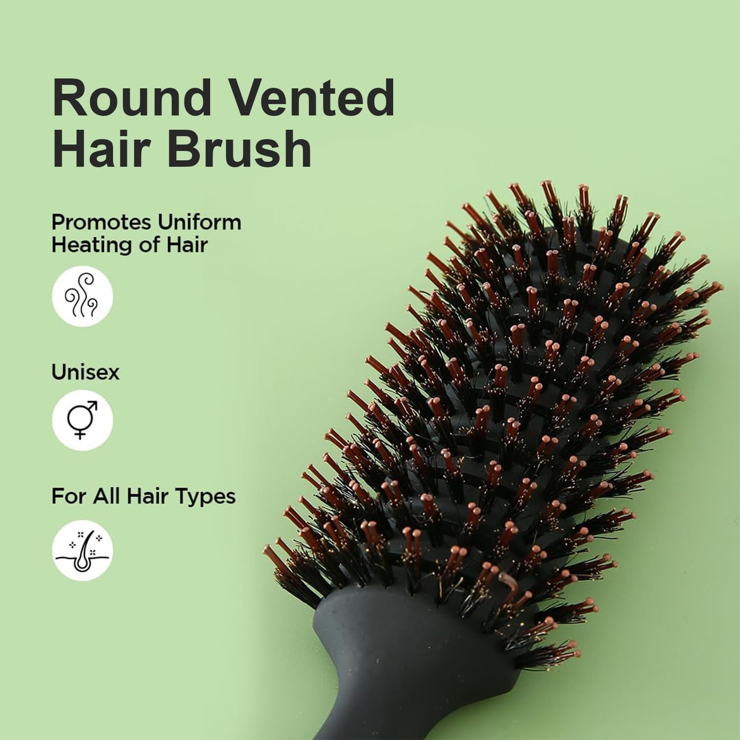 Kuber Hair Brush with Flexible Bristles - Detangles & Straightens for All Hair Types - Home & Travel Use