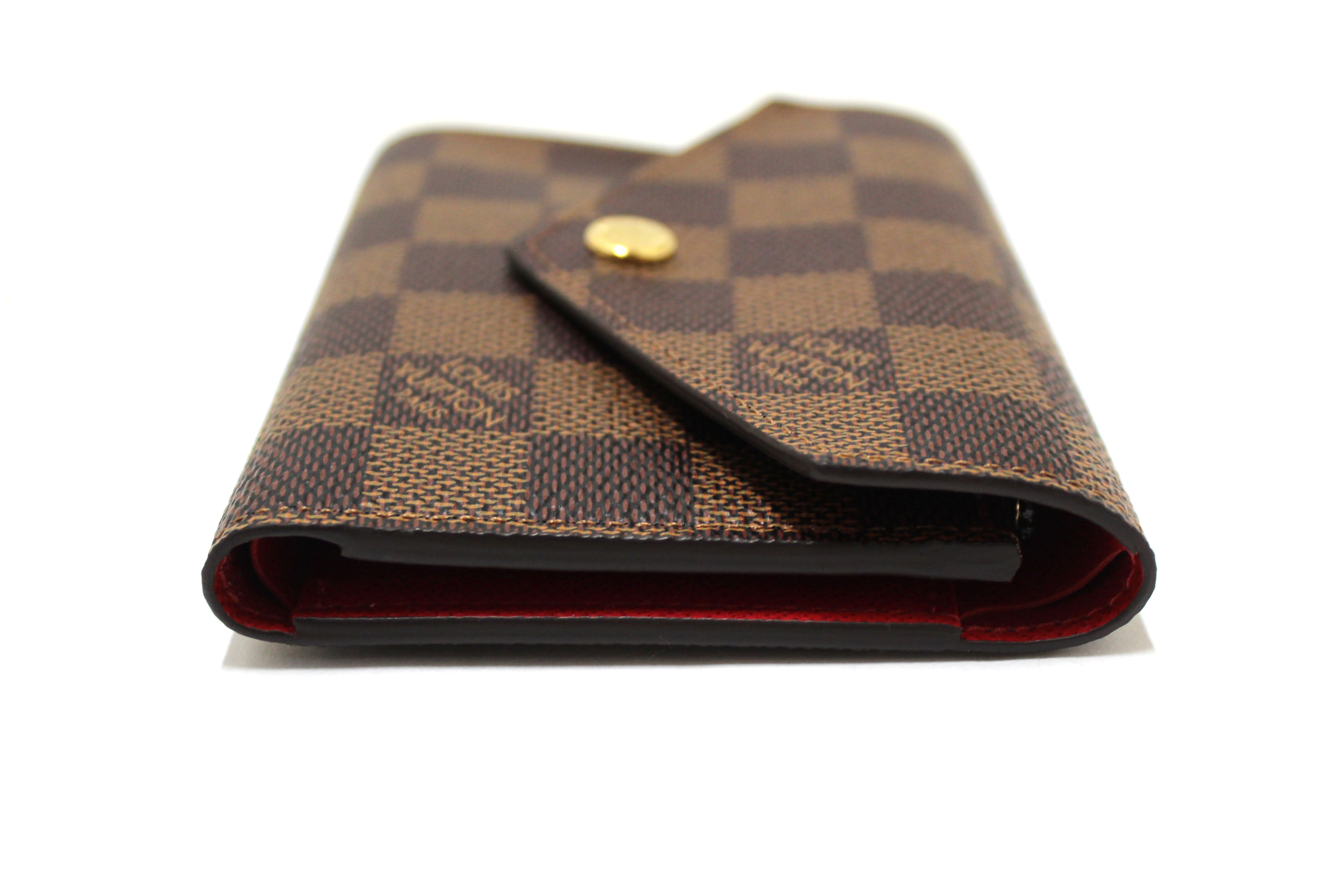 Authentic Louis Vuitton Damier Ebene Victorine Wallet - Red Interior Trifold Design | Luxury Compact Wallet for Women, Perfect for Everyday Use & Travel Accessories