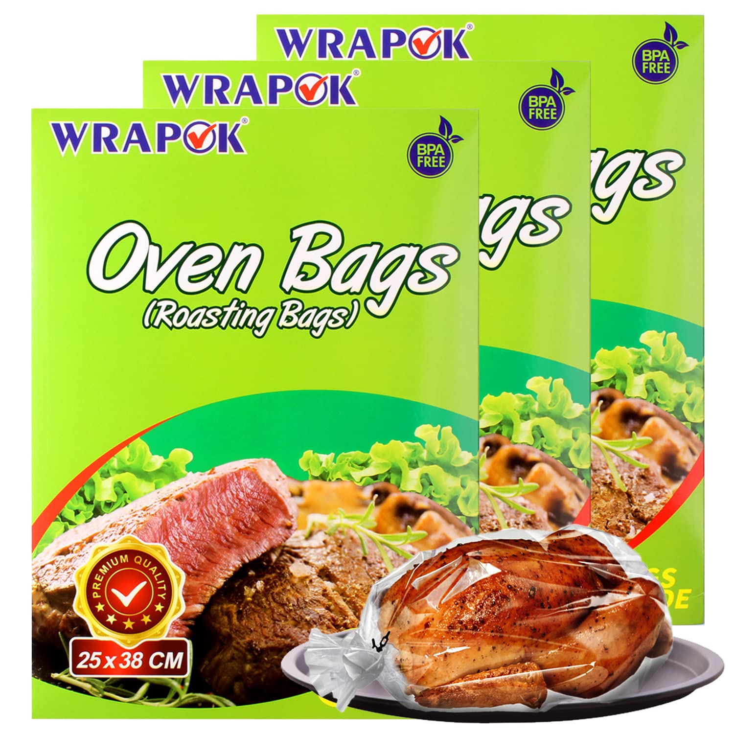 Premium Oven Cooking Bags Small Size (10 x 15 Inch) - 24 Pack Roasting Baking Bags for Meats, Ham, Ribs, Poultry & Seafood | Thanksgiving, Christmas & Holiday Cooking | BPA-Free & Leak-Proof for Juicy, Tender Results