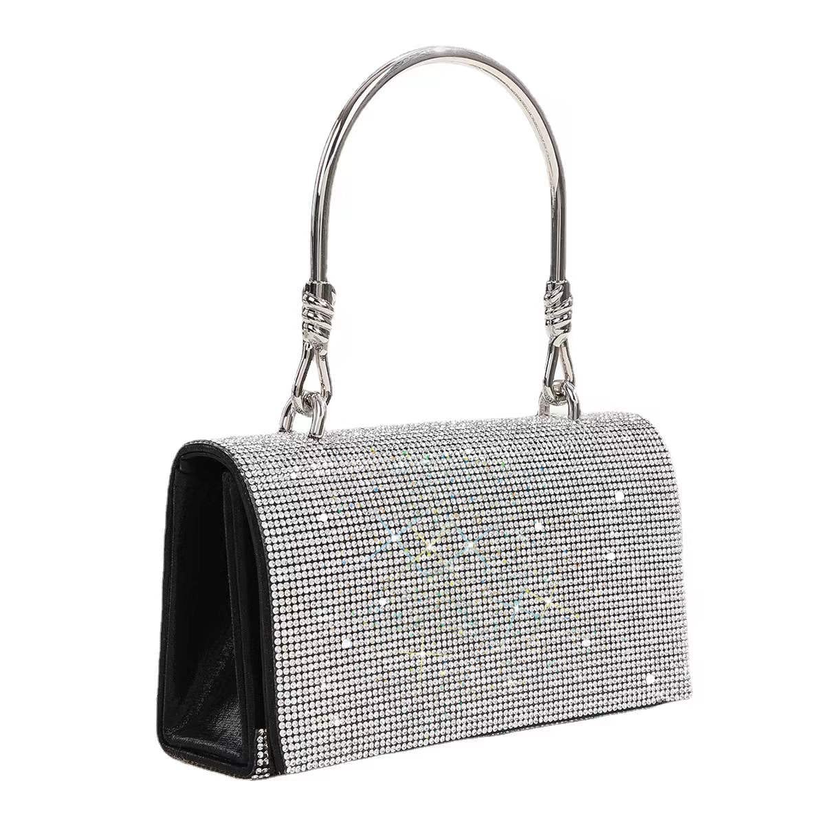 Elegant Silver Rhinestone Women's Evening Clutch Bag for Wedding, Party, Prom & Cocktail Events - Perfect for Formal Occasions & Special Nights Out