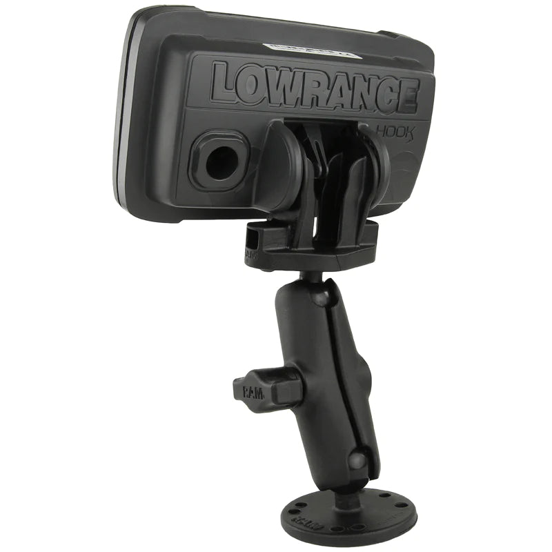 RAM B Size 1 Fishfinder Mount for Lowrance Hook Series - RAM B 101 LO12 - Marine GPS Mounting Bracket for Fishing Boats & Kayaks