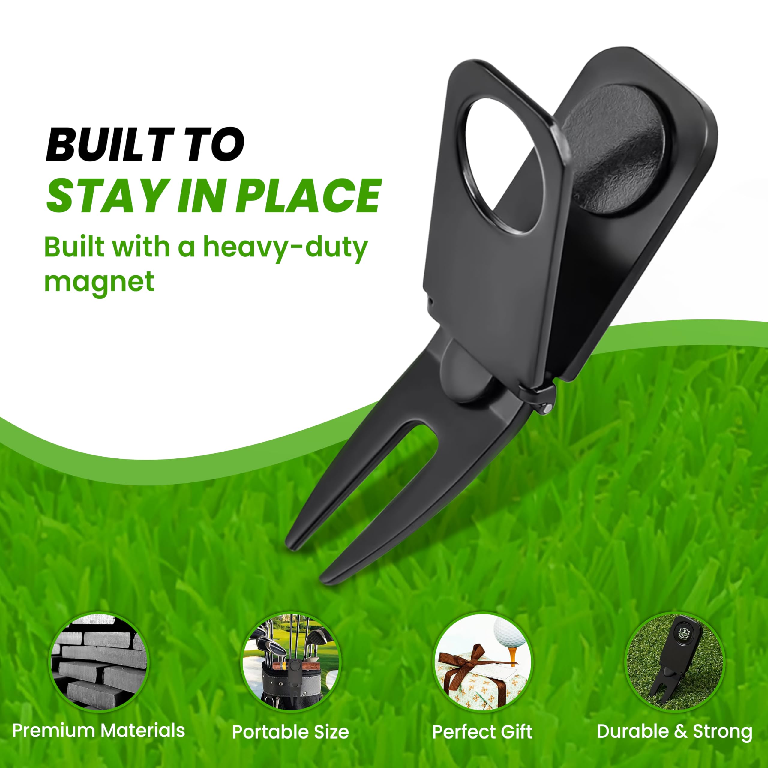 Premium Golf Divot Repair Tool with Magnetic Ball Marker & Cigar Holder - Compact & Durable Golf Accessories for Men & Women - Perfect for Greens, Tournaments & Casual Play