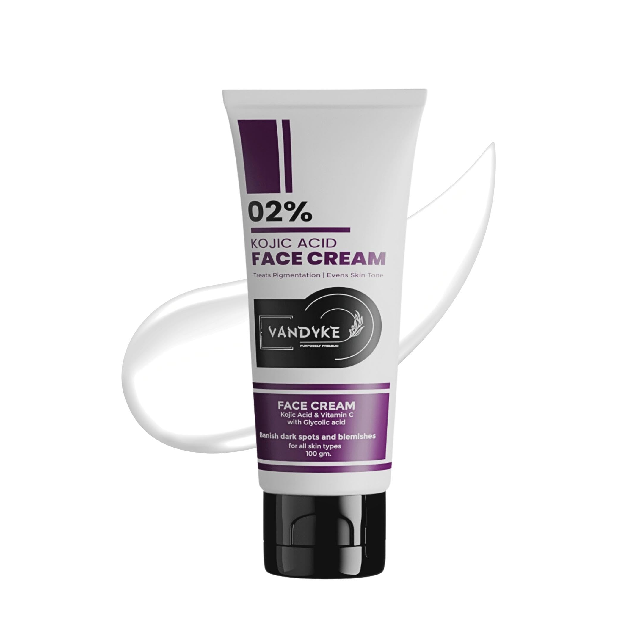 Vandyke 2% Kojic Acid Face Cream for Dark Spots & Hyperpigmentation - Brightening Skin Treatment for Even Tone (100g) | Daily Use for Acne Scars, Sun Damage & Age Spots