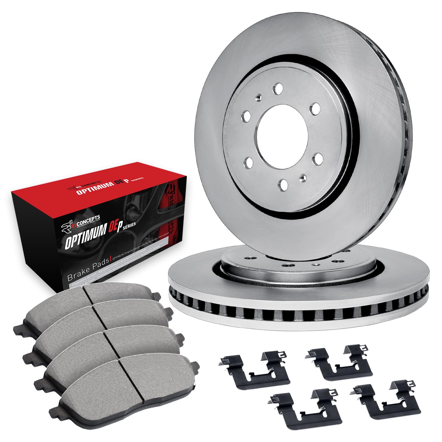 R1 Concepts Front Brake Pads and Rotors Kit - Premium OEp Brake System with Hardware (WFUH1-48243) | Perfect for Daily Commuting & Performance Driving