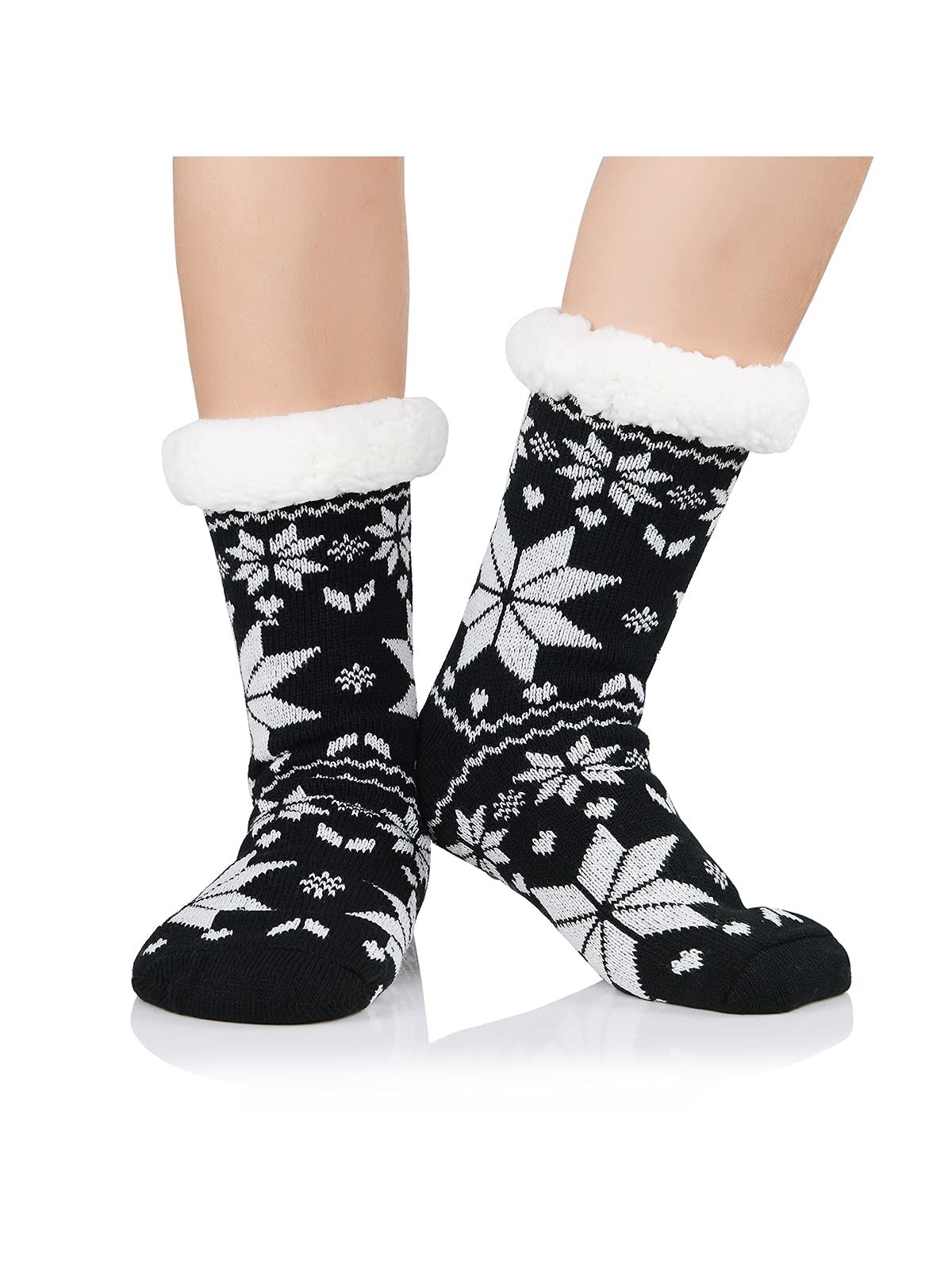 Century Star Non-Slip Grip Socks for Women - Warm Fuzzy Cozy House Slippers - Perfect for Winter, Christmas Gifts & Home Relaxation