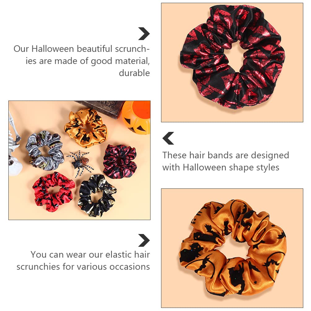 Lurrose 5-Pack Halloween Hair Scrunchies - Elastic Hair Ties for Women & Girls - Soft Ponytail Holders for Costumes, Parties & Everyday Use
