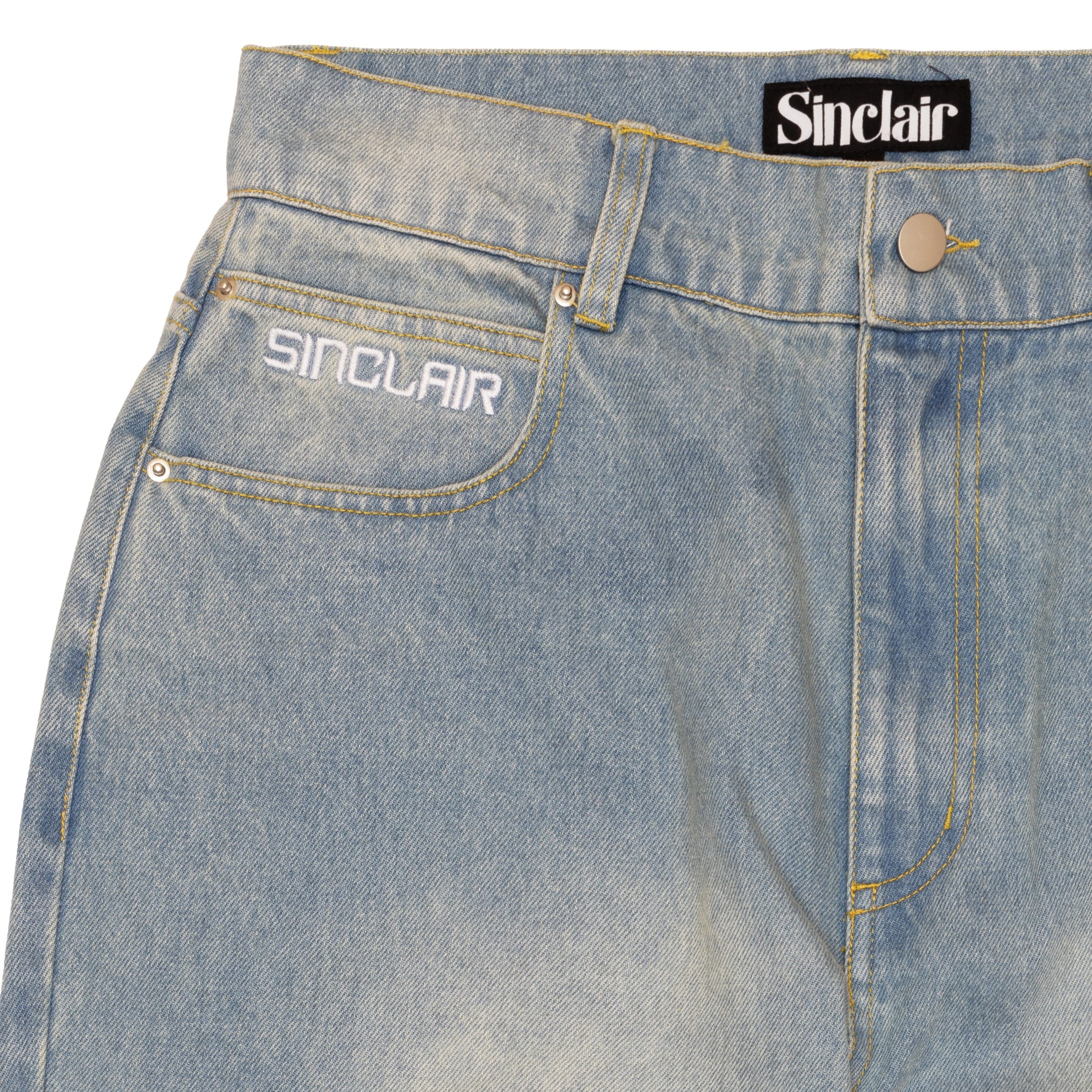 Vintage Washed Blue Denim Jeans with Country Patches - Perfect for Casual Wear, Street Style & Outdoor Adventures