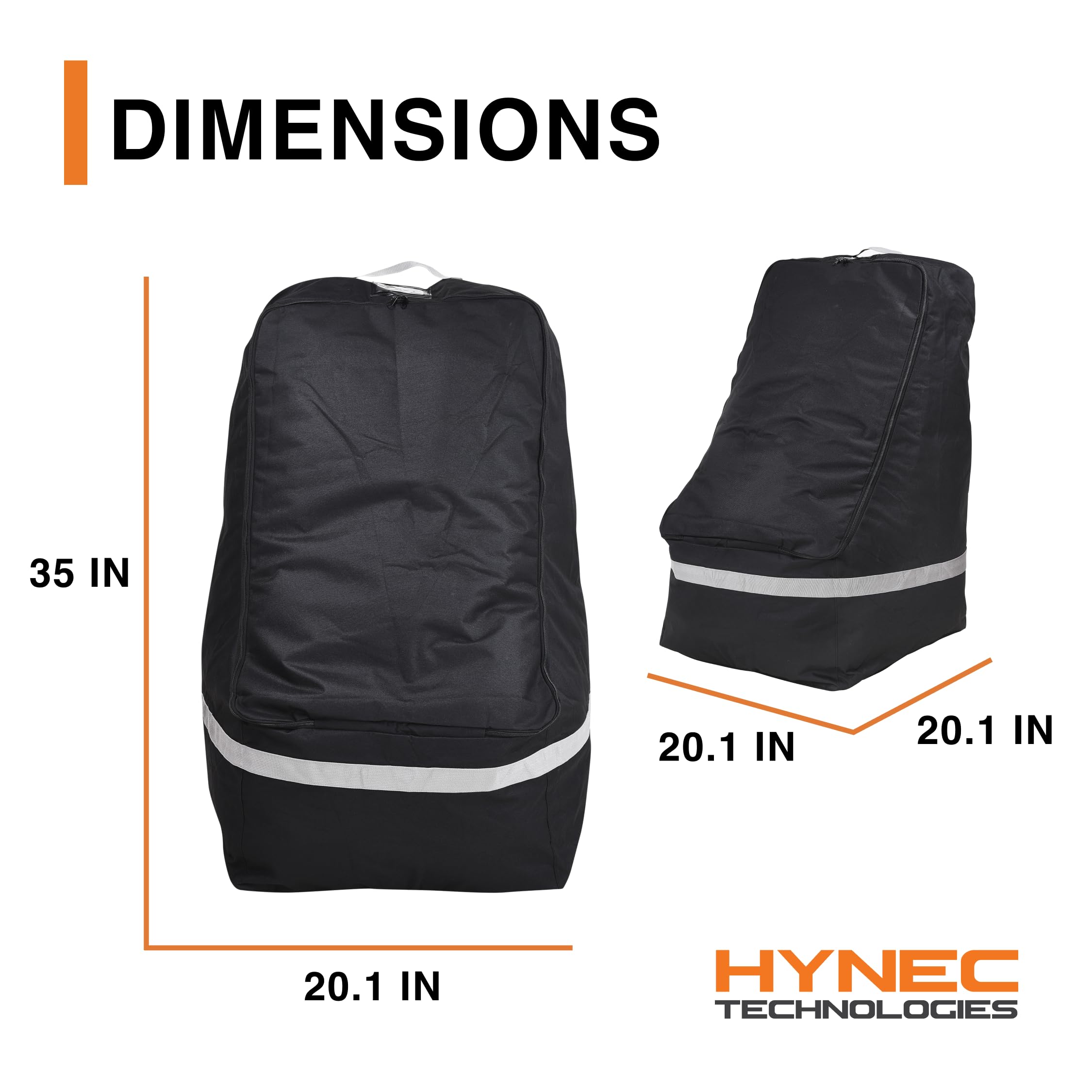 Hynec Tech Durable Black Car Seat Travel Bag - Padded Backpack for Airplane Gate Check | Heavy-Duty Car Seat Carrier with Storage Pockets | Perfect for Airport Travel with Kids & Baby Gear