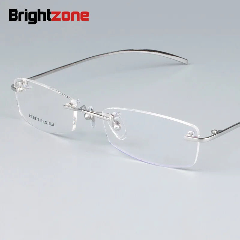 Brightzone Women's Rimless Square Rectangle Titanium Eyeglasses Frame - Lightweight Comfortable Glasses for Work, Reading & Fashion (Style 710028)