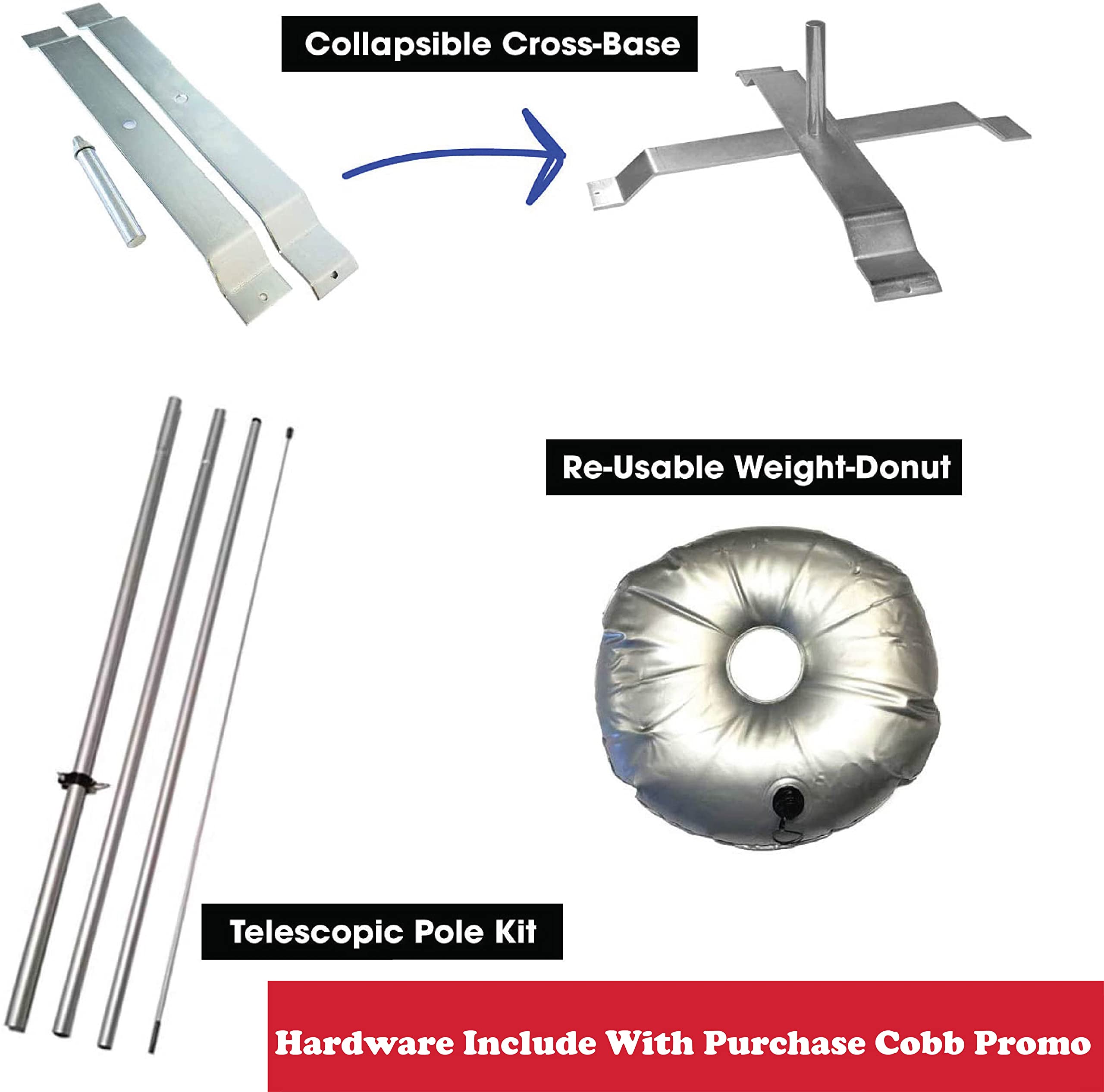 Promotional Feather Flag Kit with Cross-Base & Weight Donut - Outdoor Advertising Swooper Banner for Business Events, Grand Openings & Sales (Red) | Durable Wind-Resistant Design for Retail Stores, Car Dealerships & Festivals