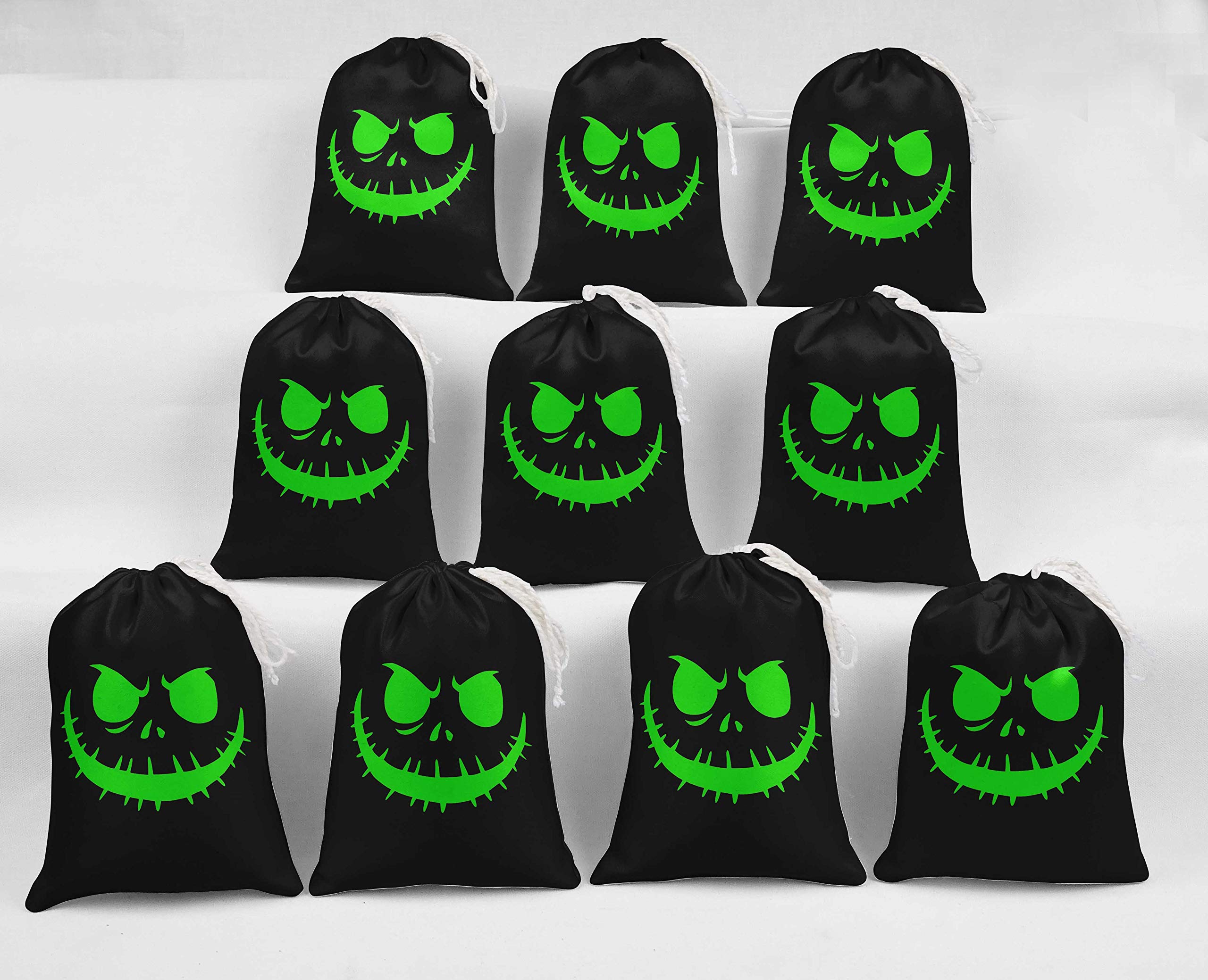 15 Pack Black Carved Angry Face Halloween Party Favor Bags - Spooky Trick or Treat Gift Pouches for Halloween Decorations, Party Supplies & Favor Bags
