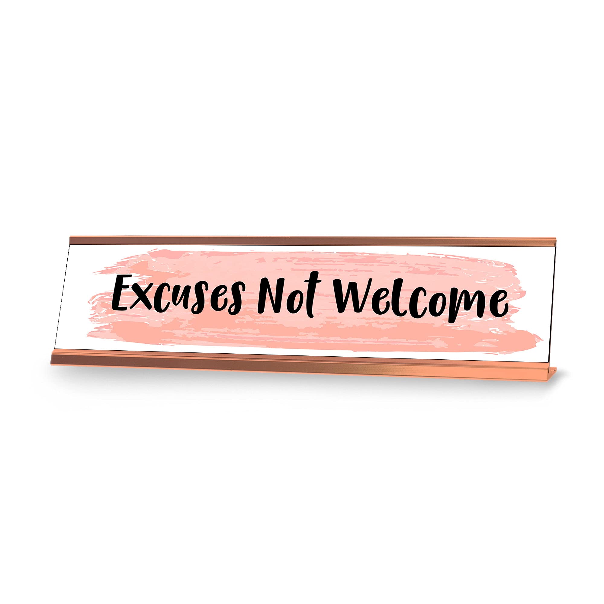 Excuses Not Welcome Desk Sign - Funny Office Decor & Motivational Nameplate (2 x 8 Inches) - Perfect for Workstations, Home Offices & Coworking Spaces
